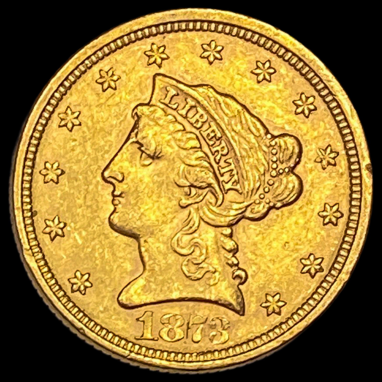 1873 $2.50 Liberty Head Quarter Eagle CHOICE AU: 1873 $2.50 Liberty Head Quarter Eagle CHOICE AU