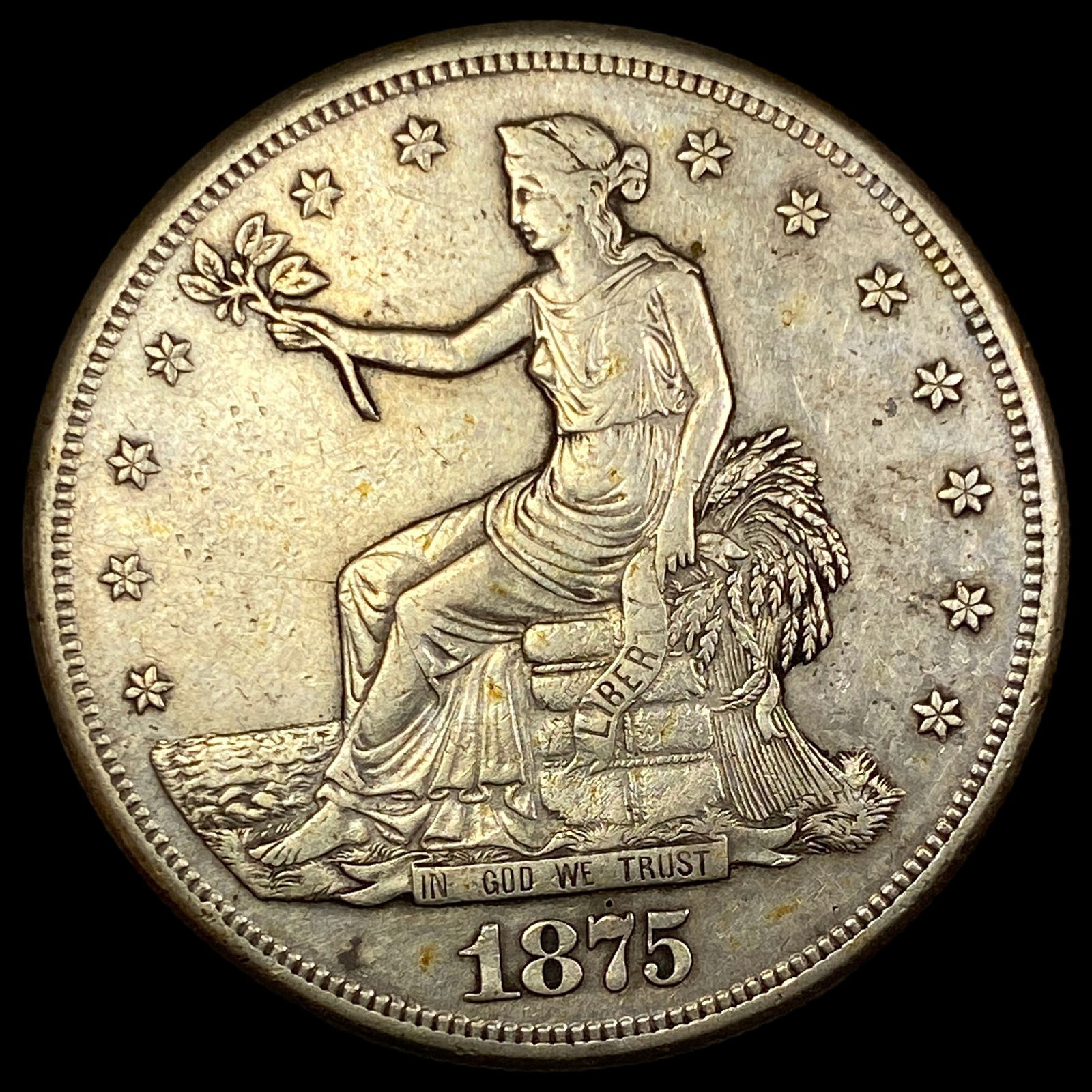 1875-S Silver Trade Dollar NEARLY UNCIRCULATED: 1875-S Silver Trade Dollar NEARLY UNCIRCULATED