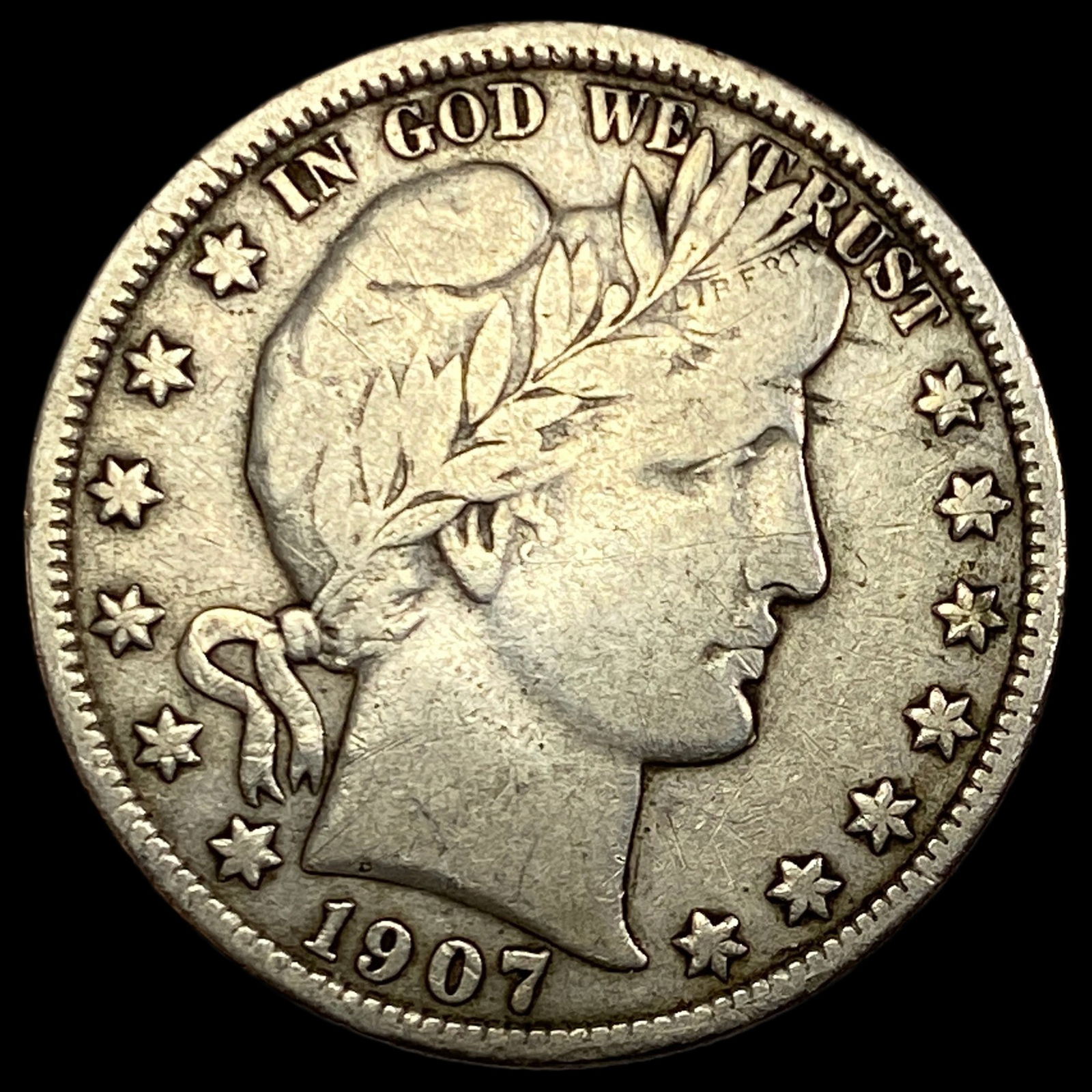 1907-O Silver Barber Half Dollar LIGHTLY  CIRCULATED (1 of 2)