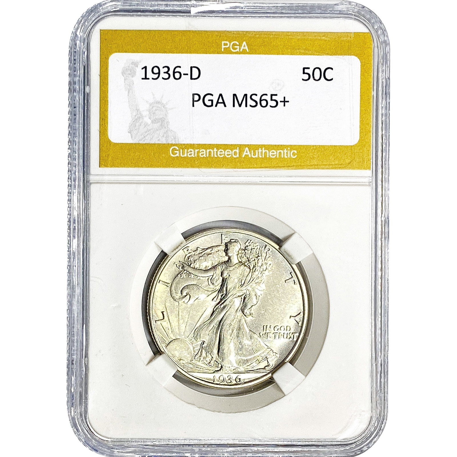 1936-D Walking Liberty Half Dollar PGA MS65+: 1936-D Walking Liberty Half Dollar PGA MS65+