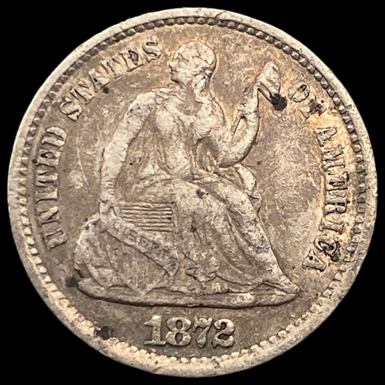 1872- Seated Liberty Half Dime NICELY  CIRCULATED (1 of 2)