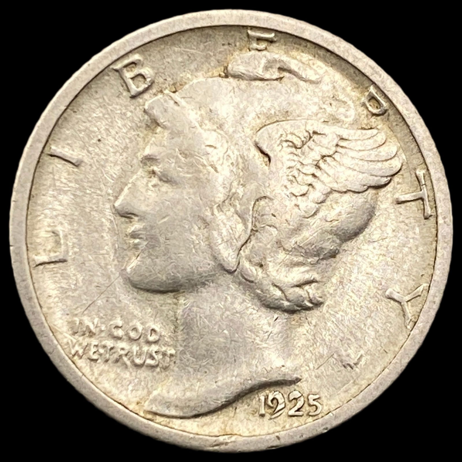 1925-S Silver Mercury Dime ABOUT UNCIRCULATED (1 of 2)