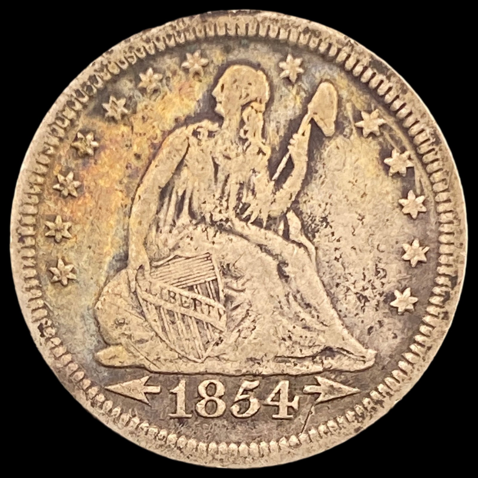 1854 Arrows Seated Liberty Quarter CHOICE AU: 1854 Arrows Seated Liberty Quarter CHOICE AU