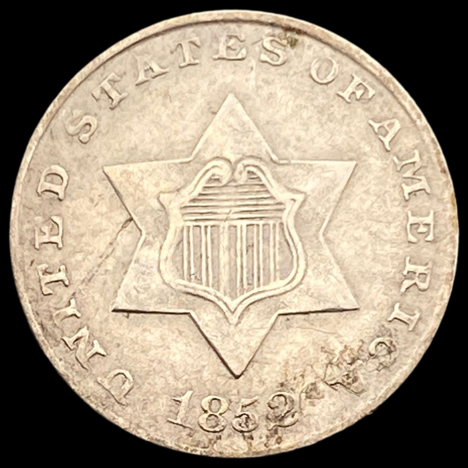 1852 Silver Three-Cent Piece NEARLY  UNCIRCULATED (1 of 2)