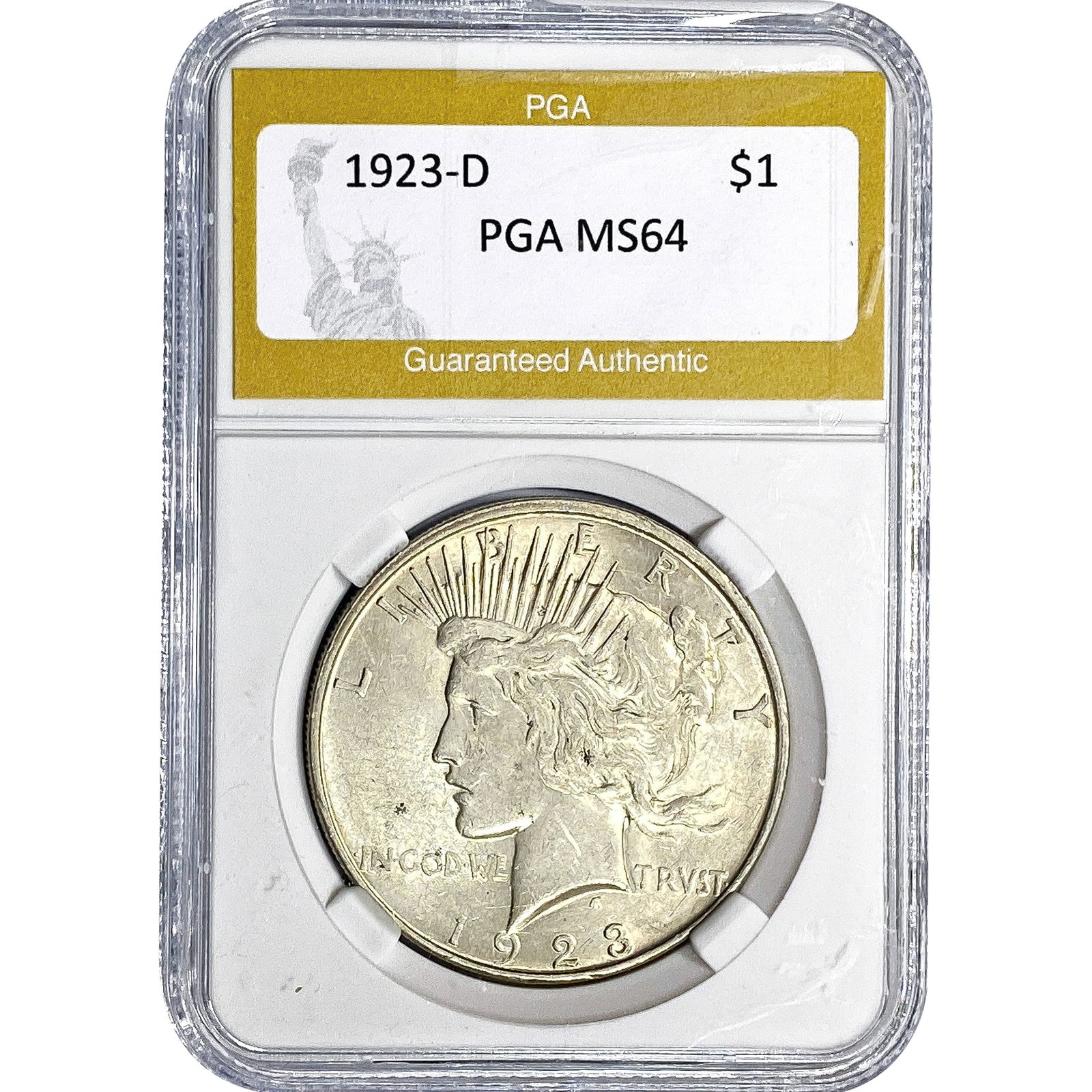 1923-D Silver Peace Dollar PGA MS64: 1923-D Silver Peace Dollar PGA MS64
