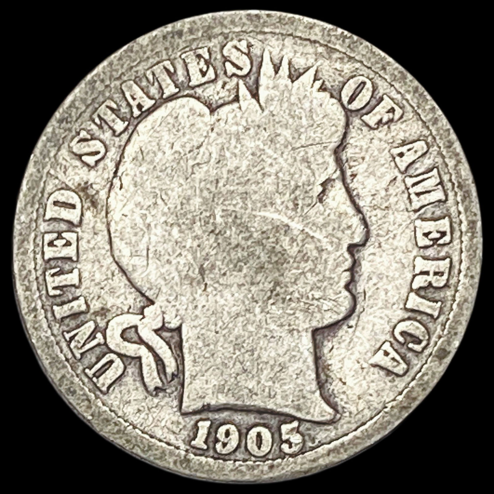 1905-O Silver Barber Dime NICELY CIRCULATED (1 of 2)
