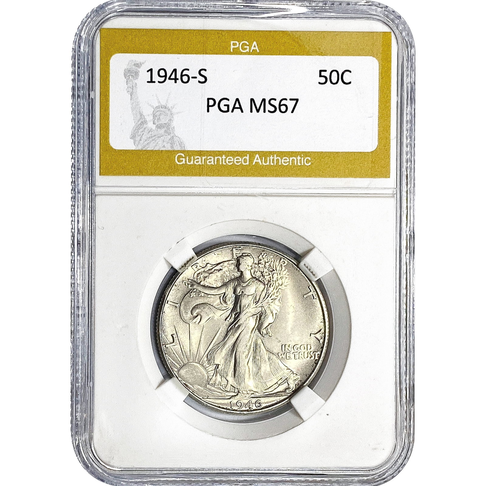 1946-D Walking Liberty Half Dollar PGA MS67: 1946-D Walking Liberty Half Dollar PGA MS67