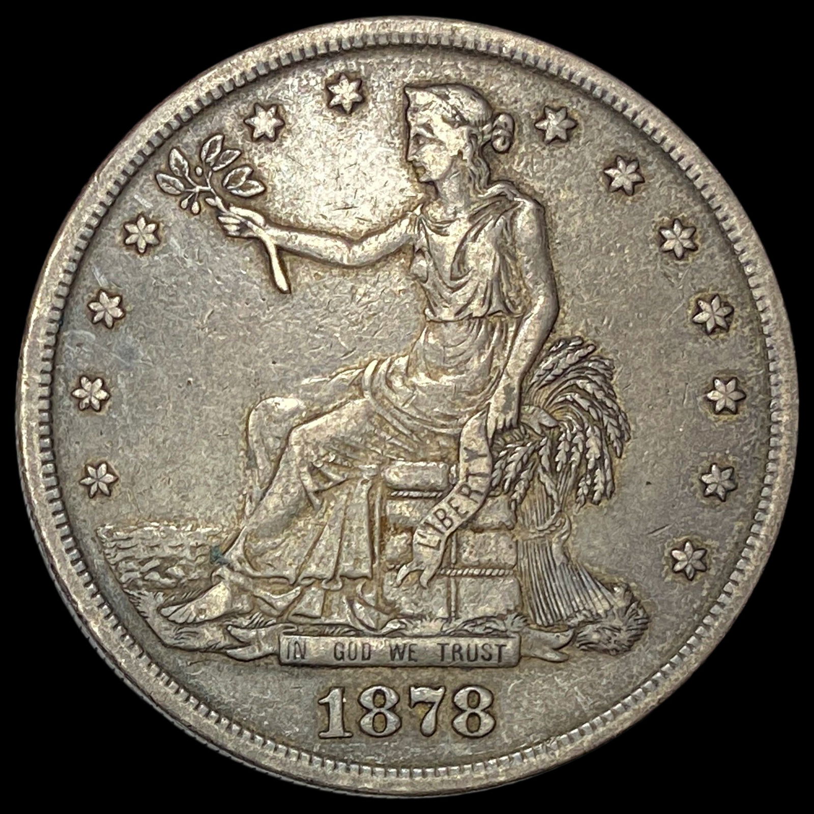 1878-S Silver Trade Dollar NEARLY  UNCIRCULATED (1 of 2)