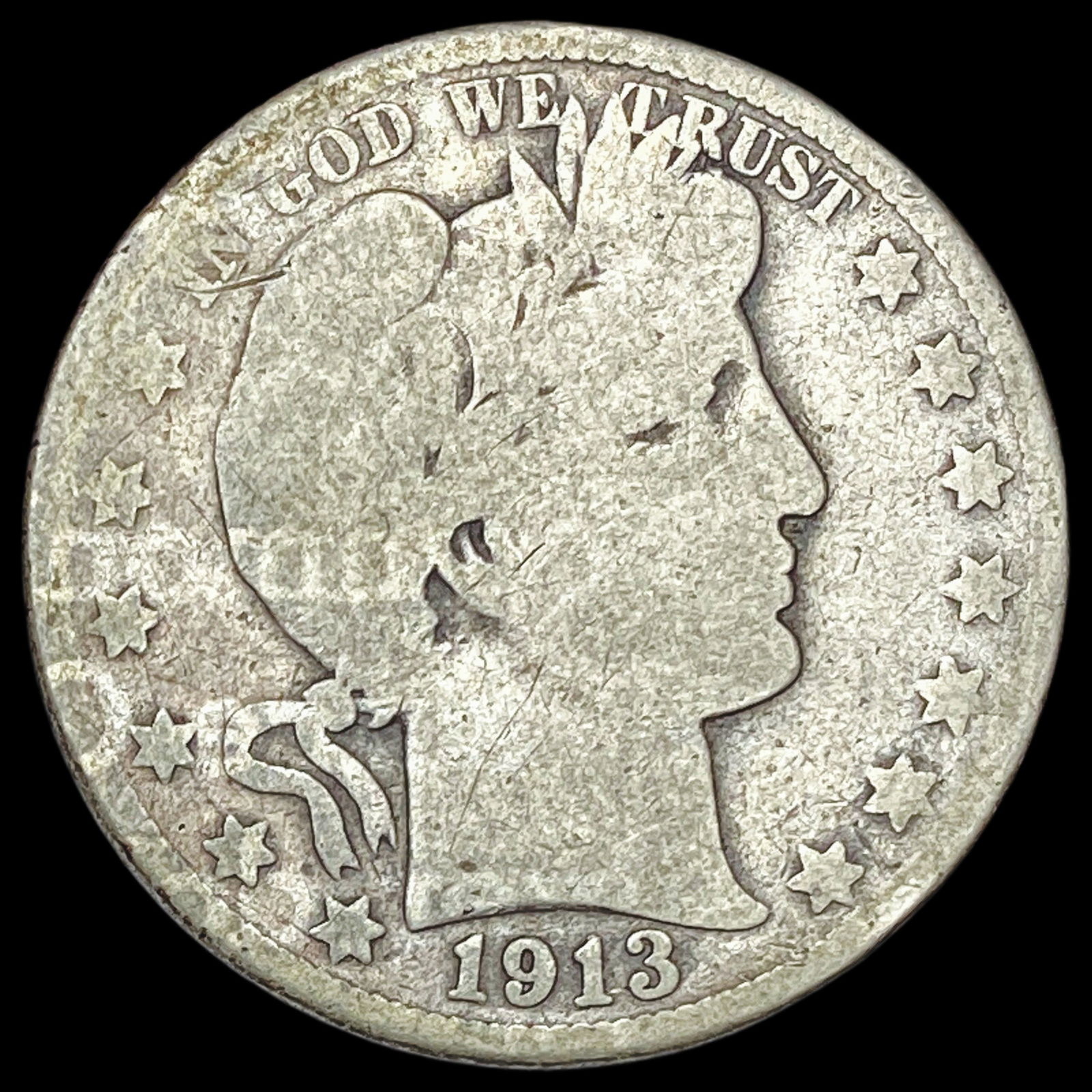 1913 Silver Barber Half Dollar NICELY  CIRCULATED (1 of 2)