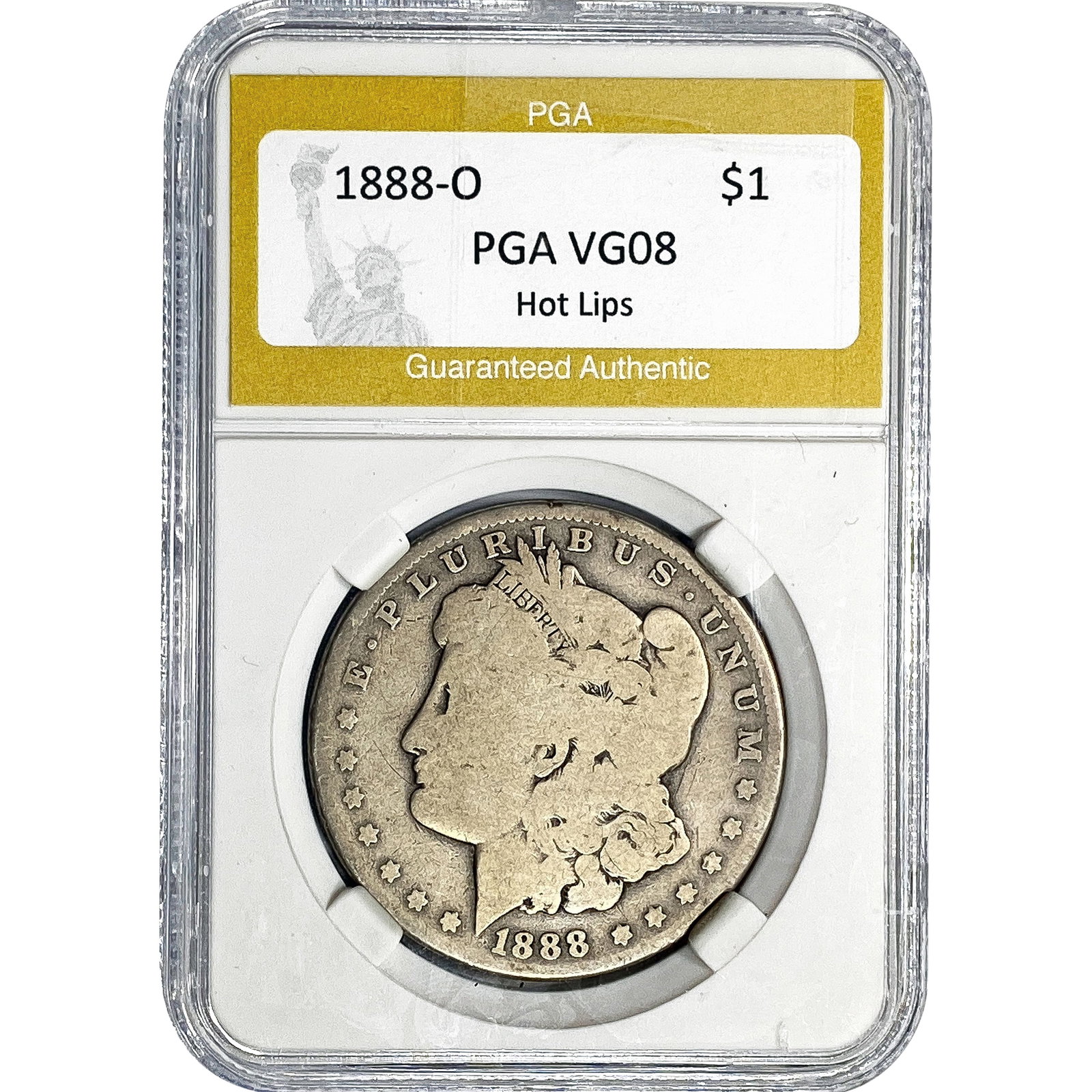 1888-O Morgan Silver Dollar PGA VG08 Hot Lips: 1888-O Morgan Silver Dollar PGA VG08 Hot Lips