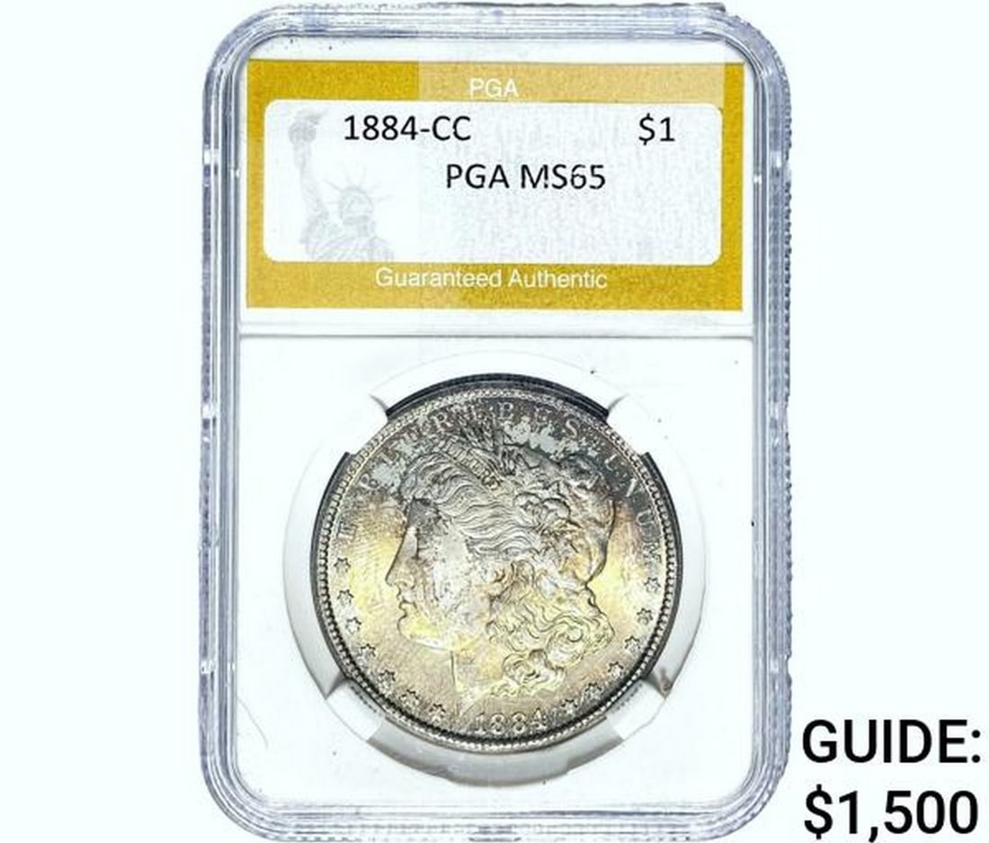 1884-CC Morgan Silver Dollar PGA MS65: 1884-CC Morgan Silver Dollar PGA MS65