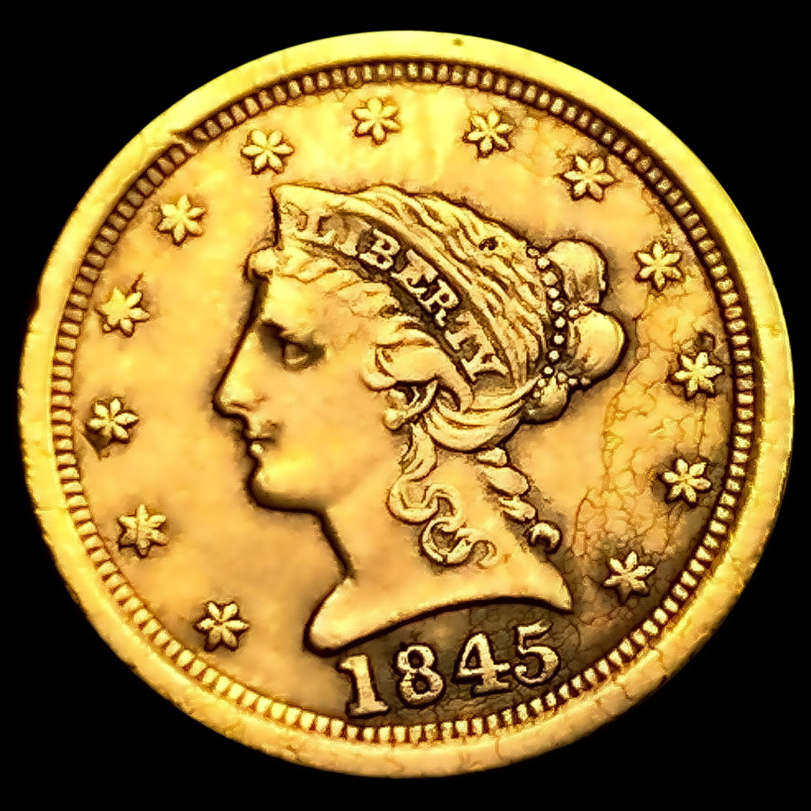 1845-O $2.50 Gold Quarter Eagle CHOICE AU: 1845-O $2.50 Gold Quarter Eagle CHOICE AU