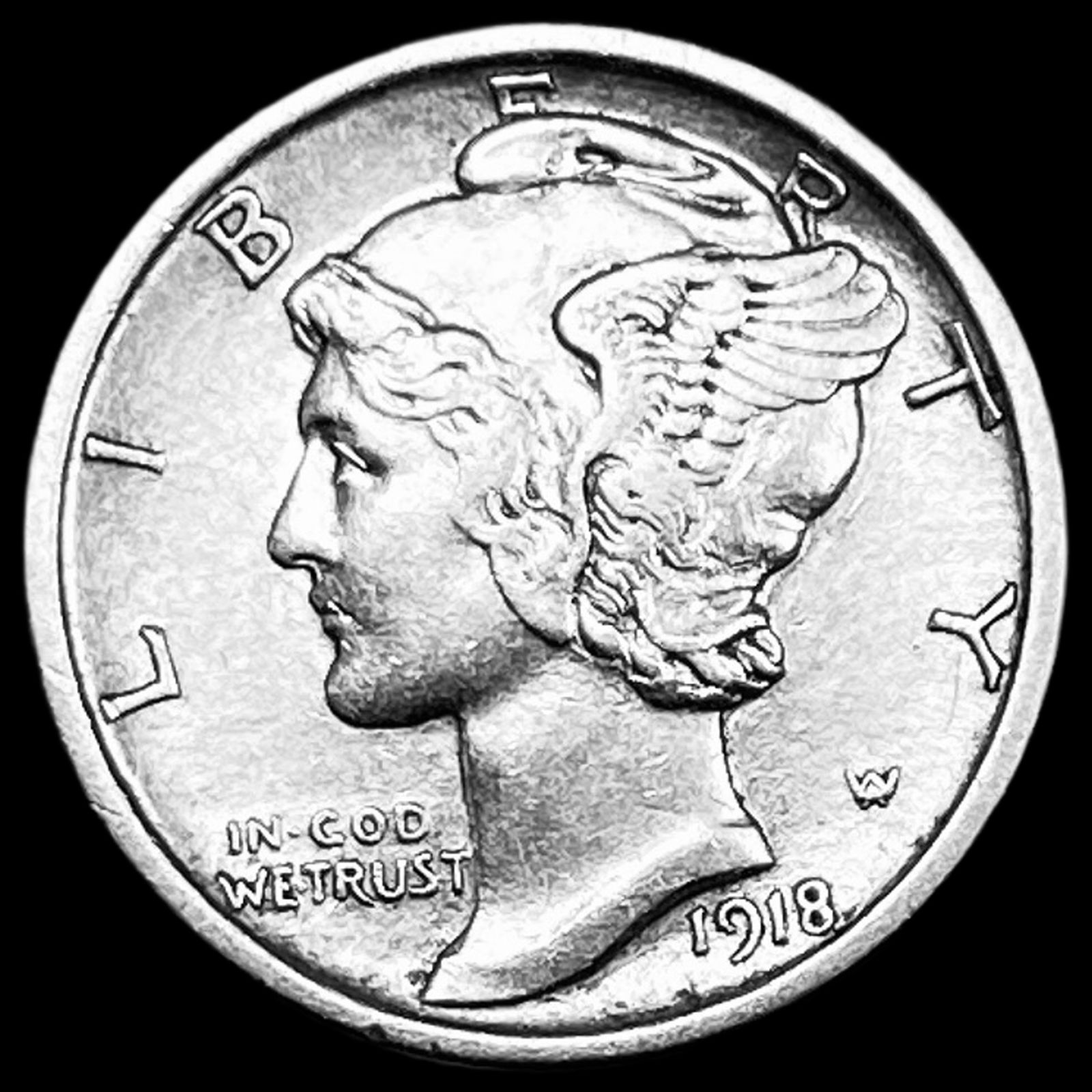 1918-D Silver Mercury Dime CLOSELY UNCIRCULATED (1 of 2)