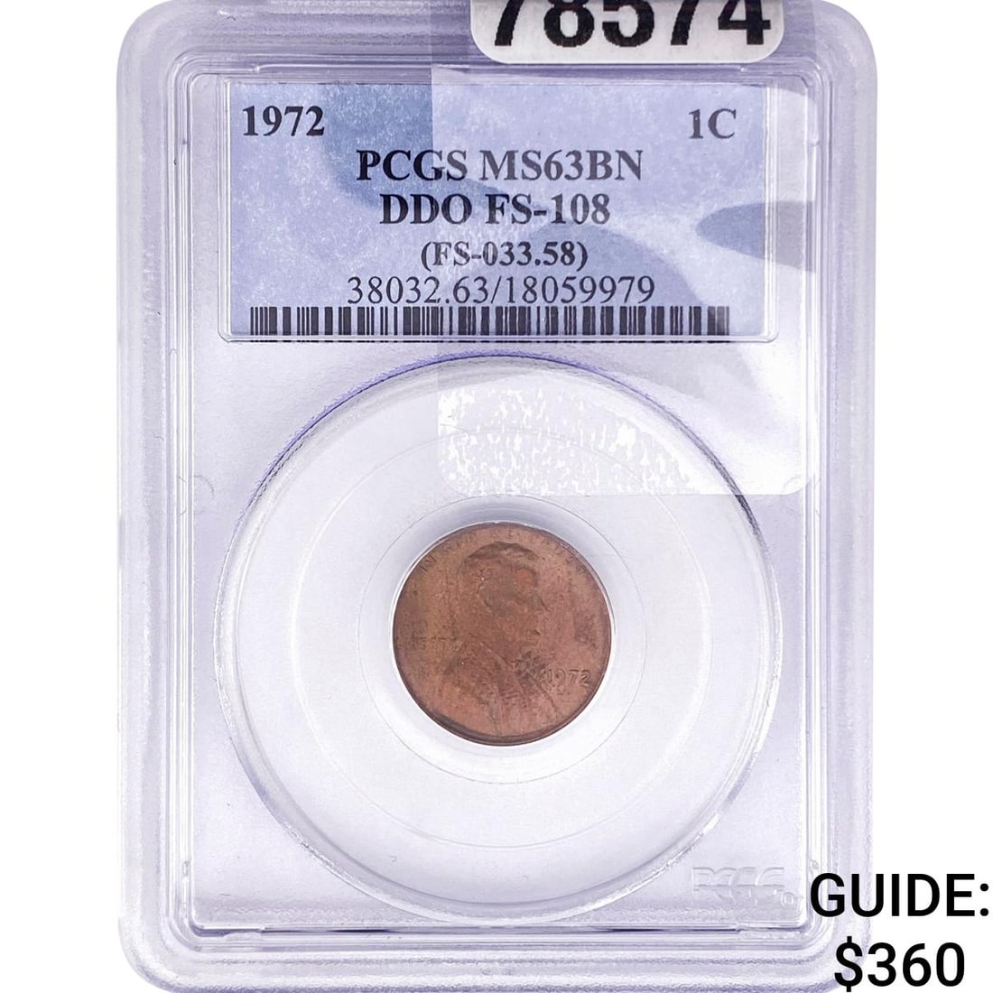 1972 Wheat Cent PCGS MS63 BN DDO FS-108 FS-033.58 (1 of 2)