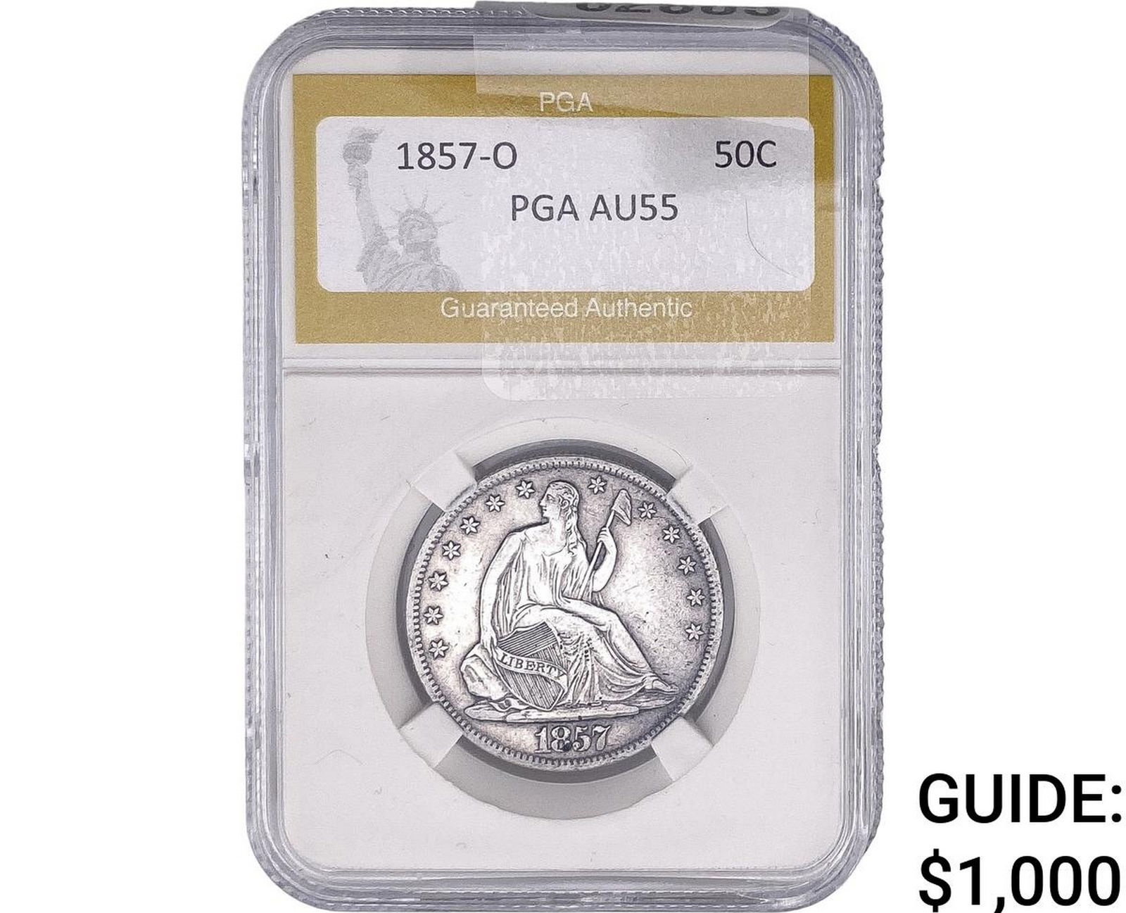 1857-O Seated Liberty Half Dollar PGA AU55 (1 of 2)