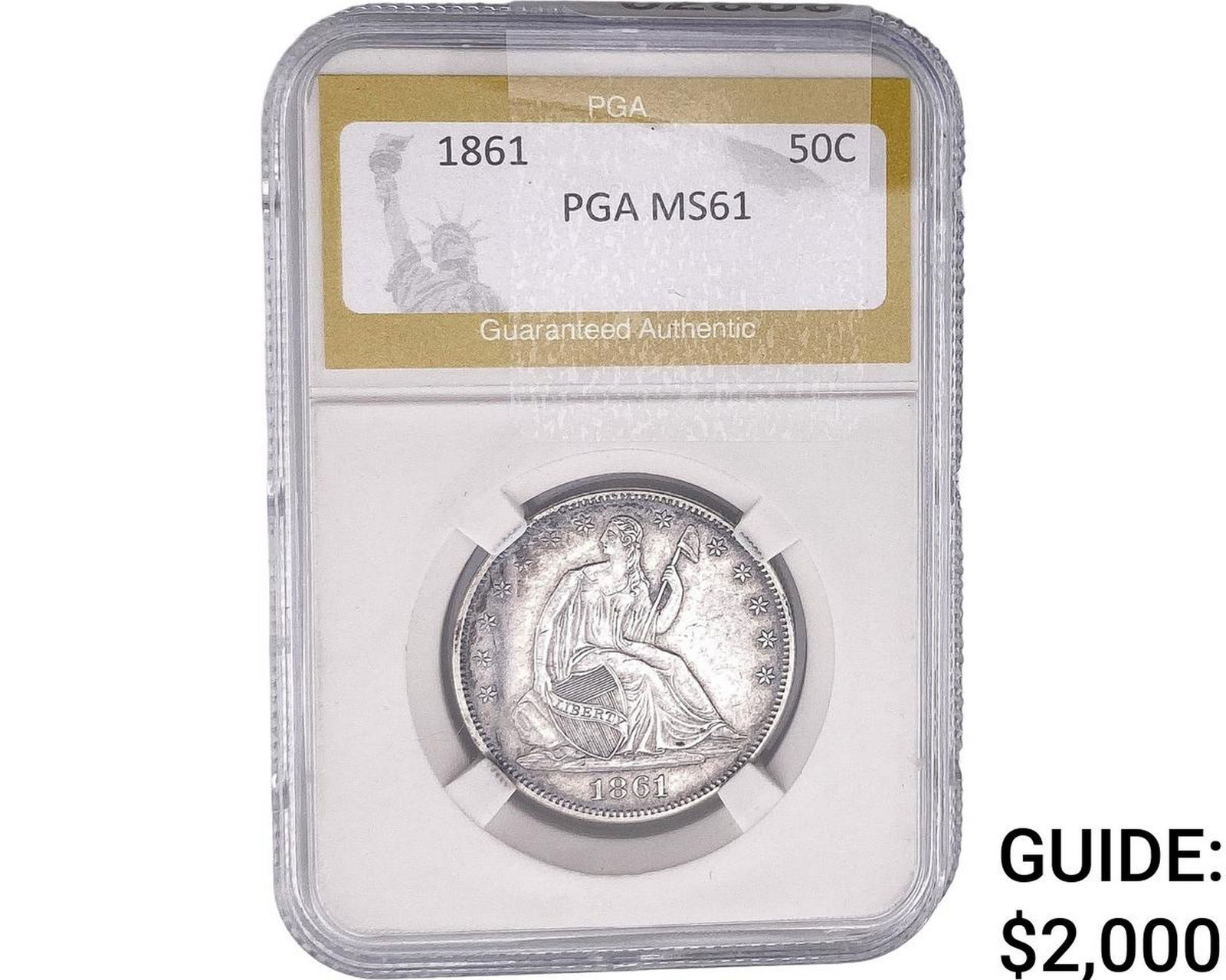 1861 Seated Liberty Half Dollar PGA MS61 (1 of 2)