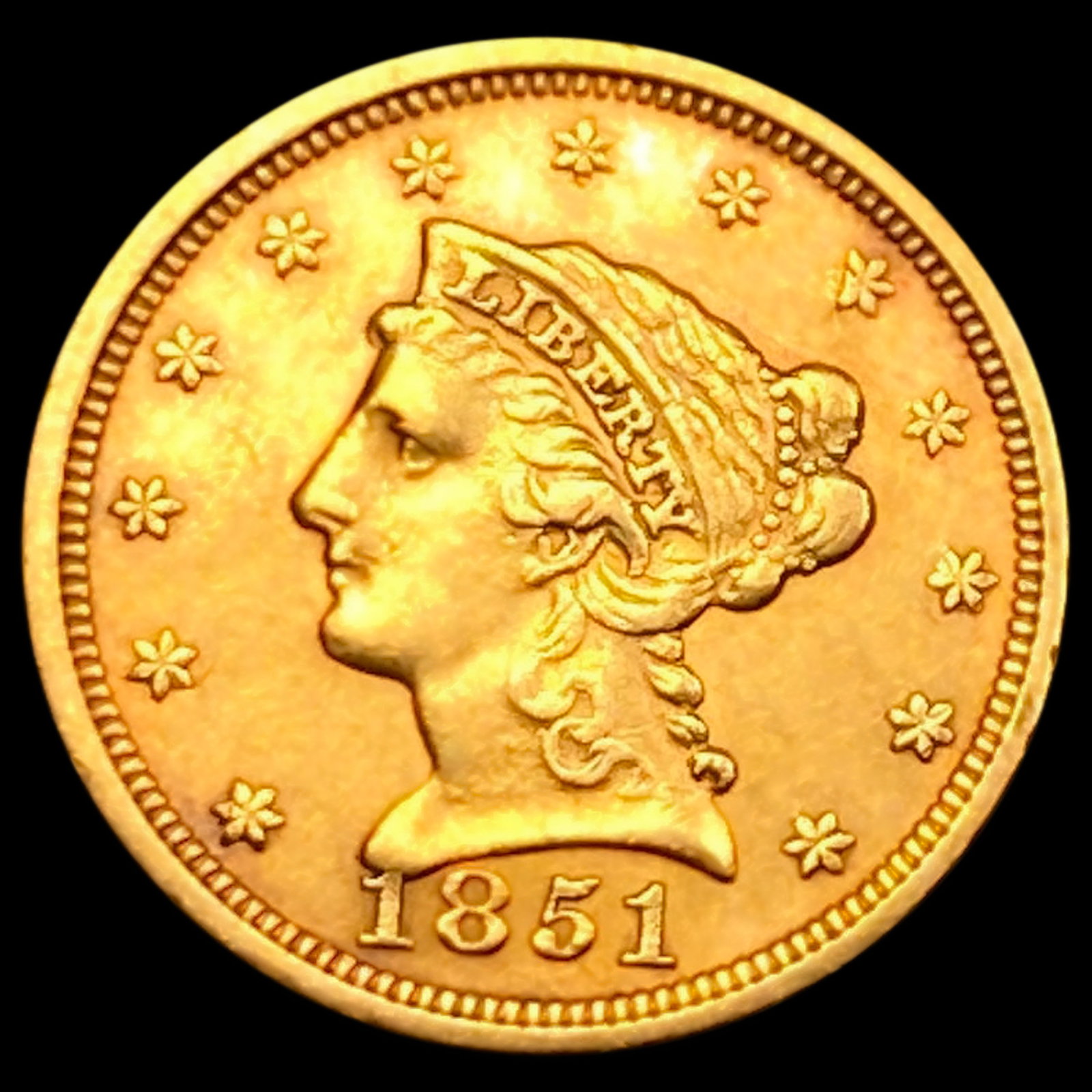 1851 $2.50 Gold Quarter Eagle CHOICE AU: 1851 $2.50 Gold Quarter Eagle CHOICE AU