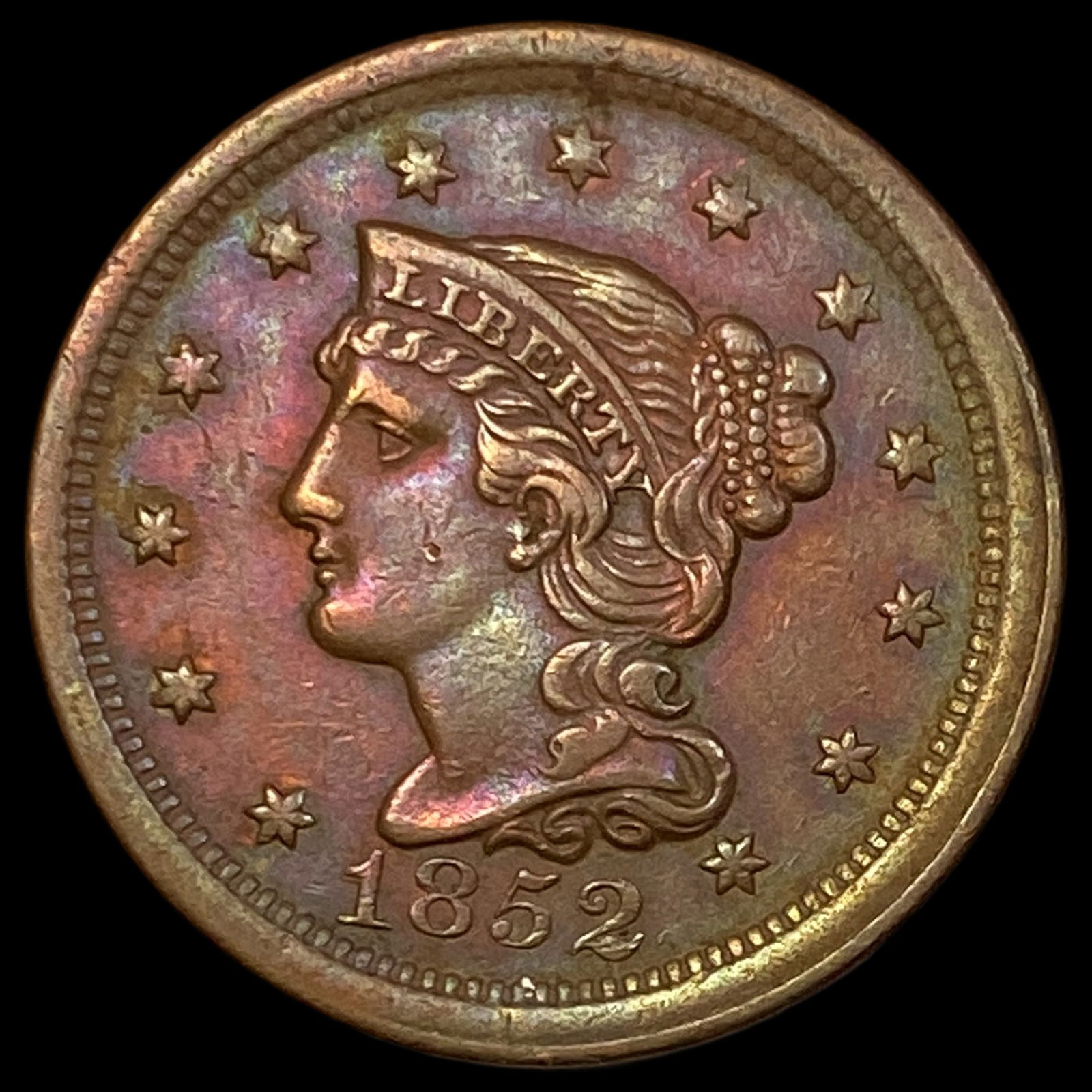 1852 Braided Hair Large Cent CHOICE AU (1 of 2)