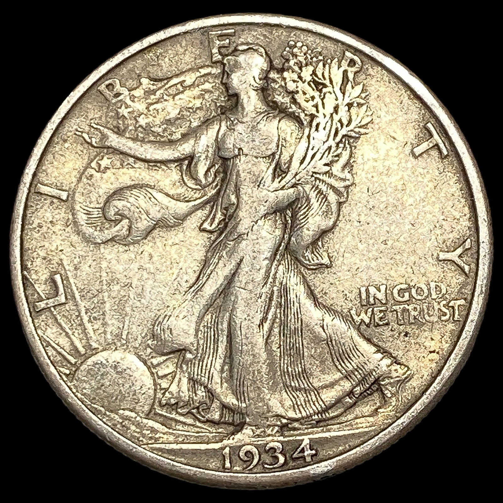 1934-S Walking Liberty Half Dollar NEARLY UNCIRCULATED: 1934-S Walking Liberty Half Dollar NEARLY UNCIRCULATED