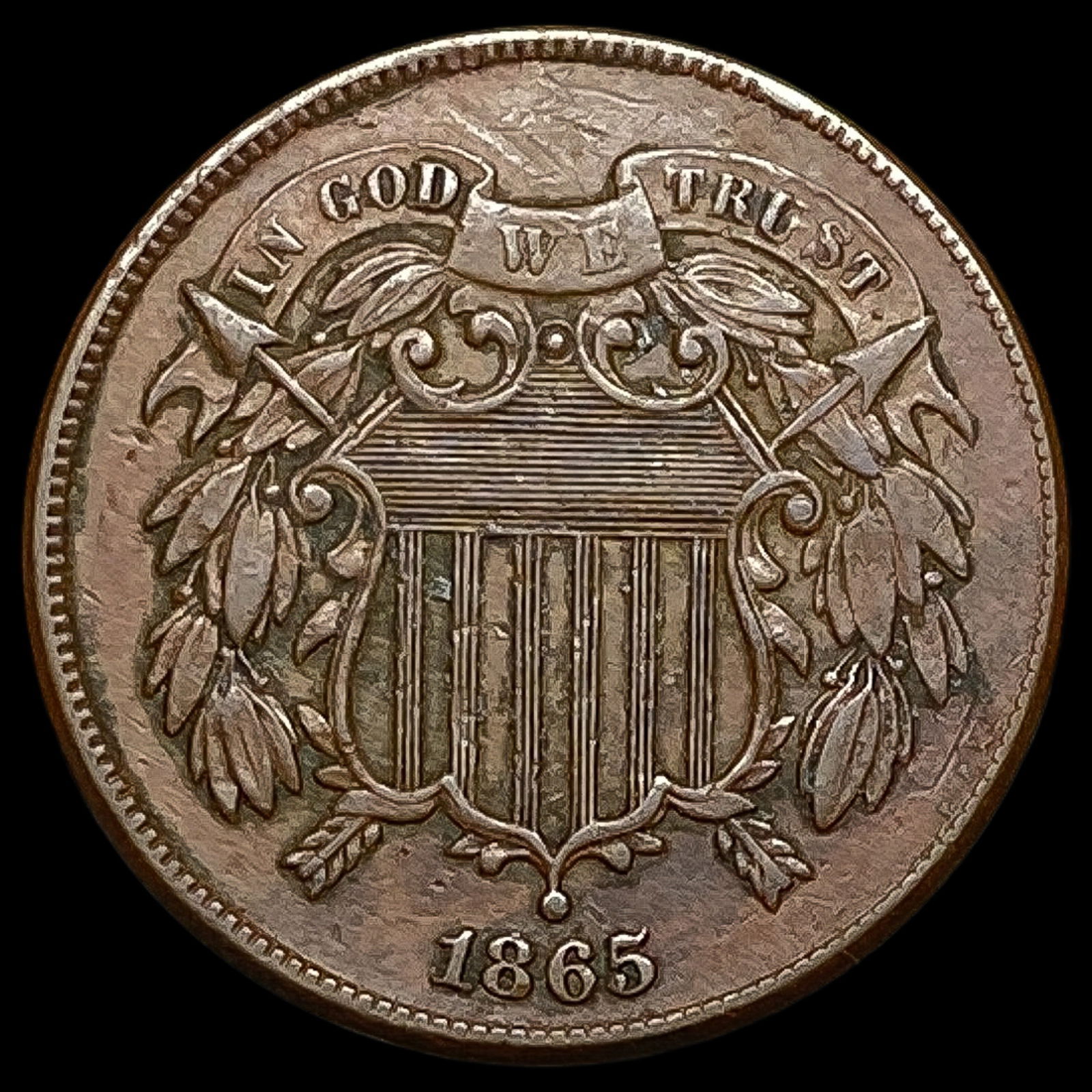1865 Copper Two-Cent Piece NEARLY UNCIRCULATED (1 of 2)