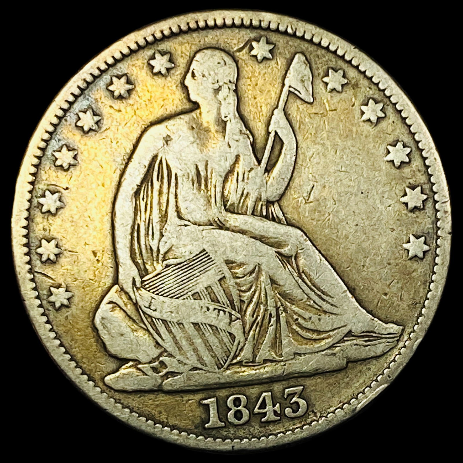 1843 Seated Liberty Half Dollar LIGHTLY CIRCULATED (1 of 2)