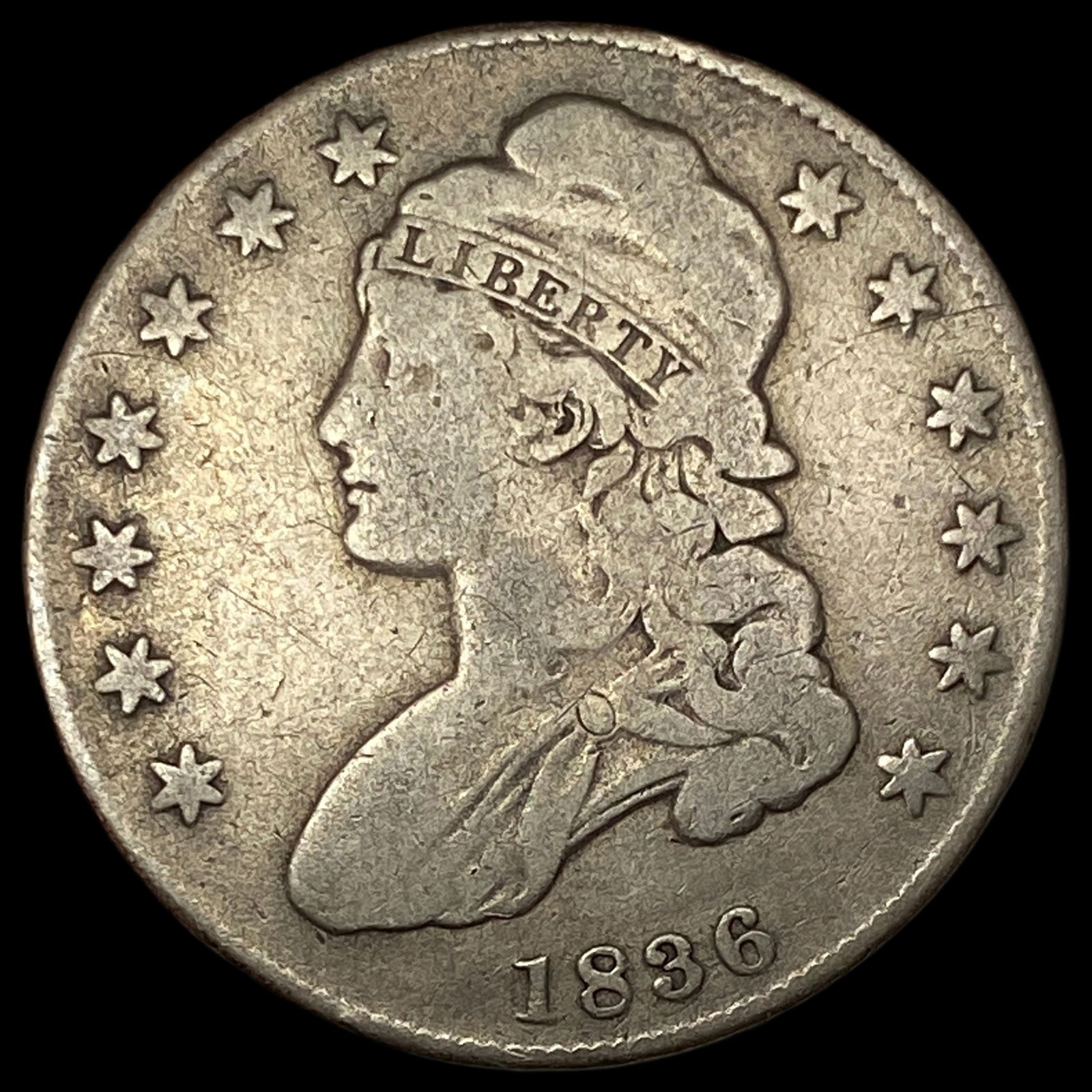 1836 Capped Bust Silver Half Dollar NICELY CIRCULATED (1 of 2)