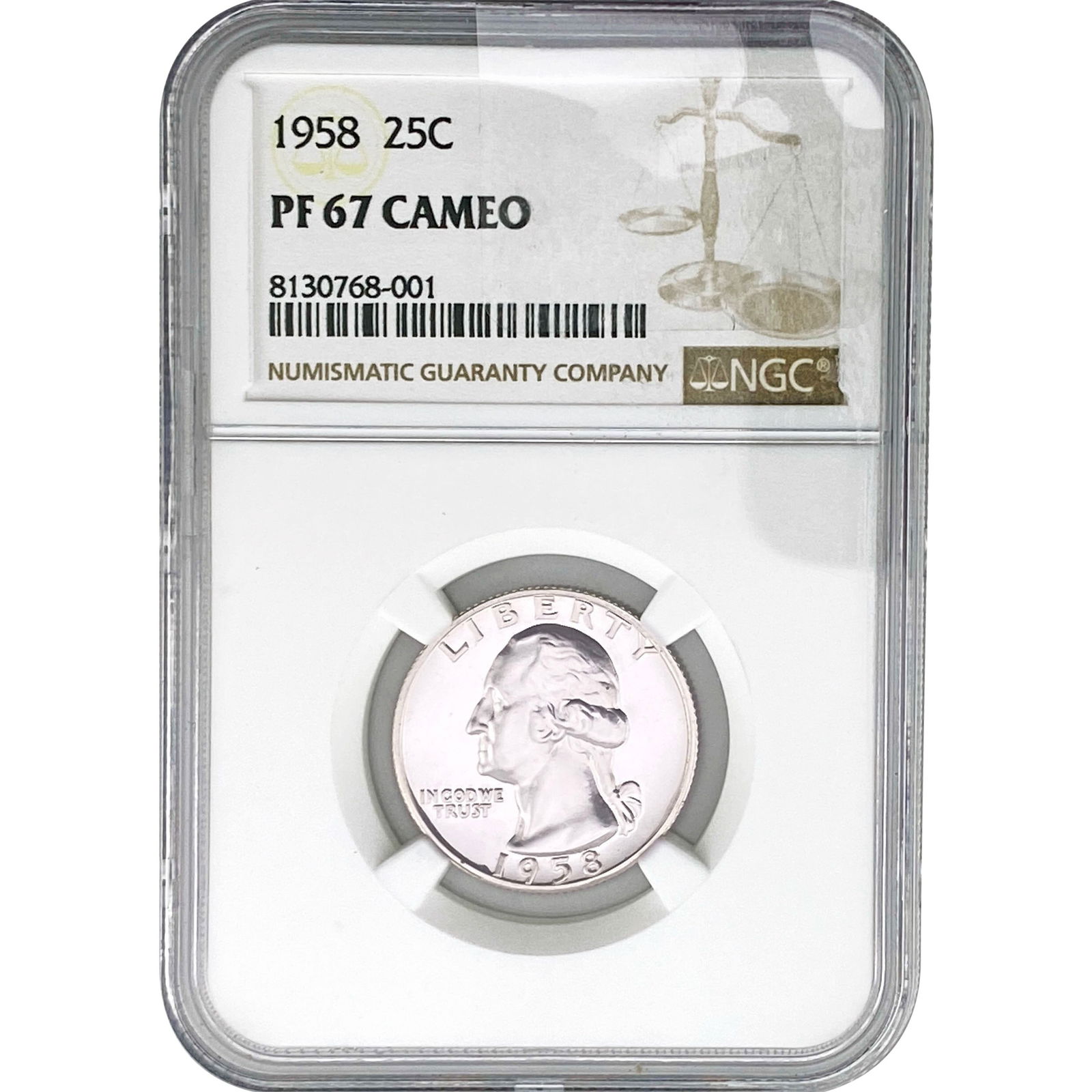 1958 Washington Silver Quarter NGC PF67 CAMEO (1 of 2)