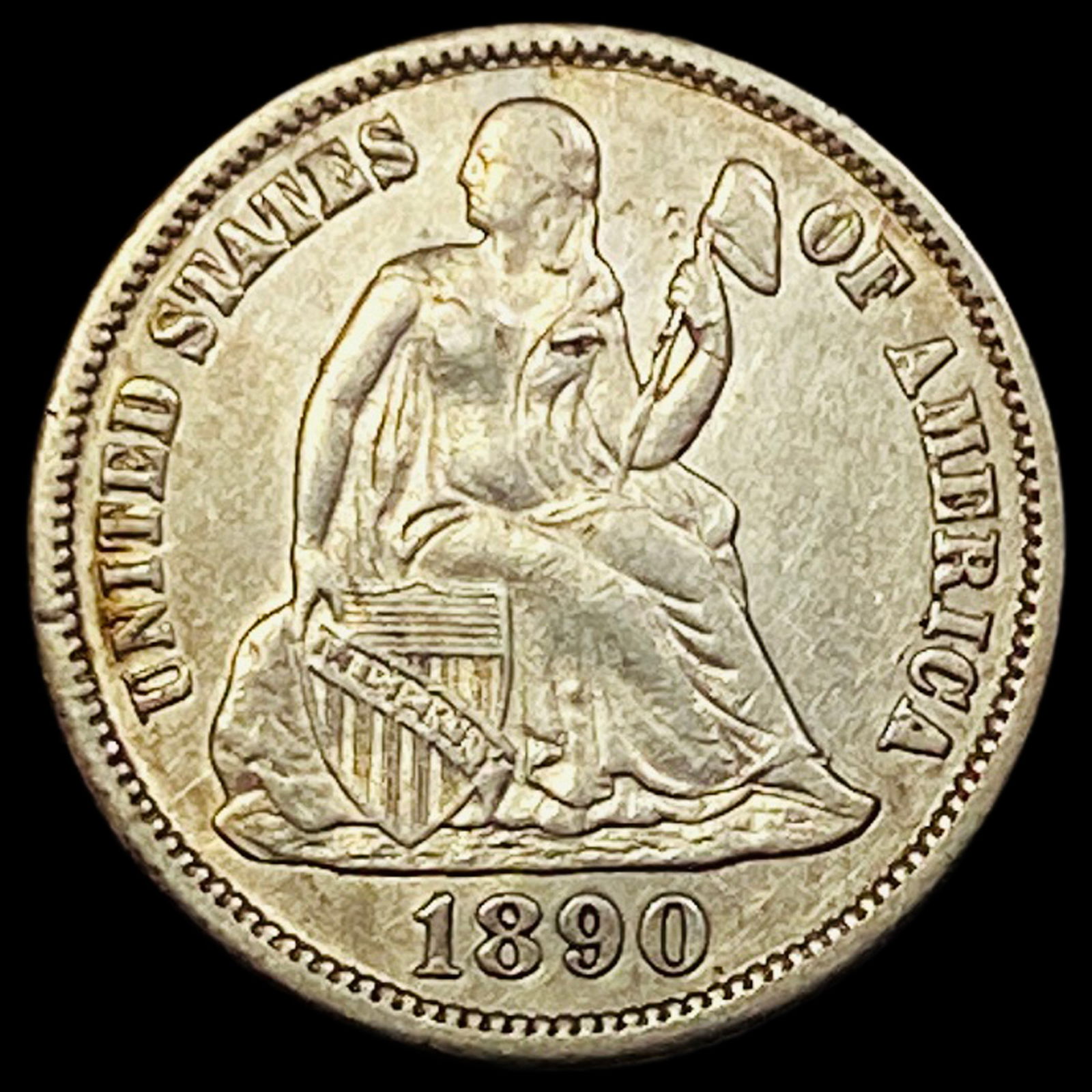 1890-S Seated Liberty Dime NEARLY UNCIRCULATED (1 of 2)