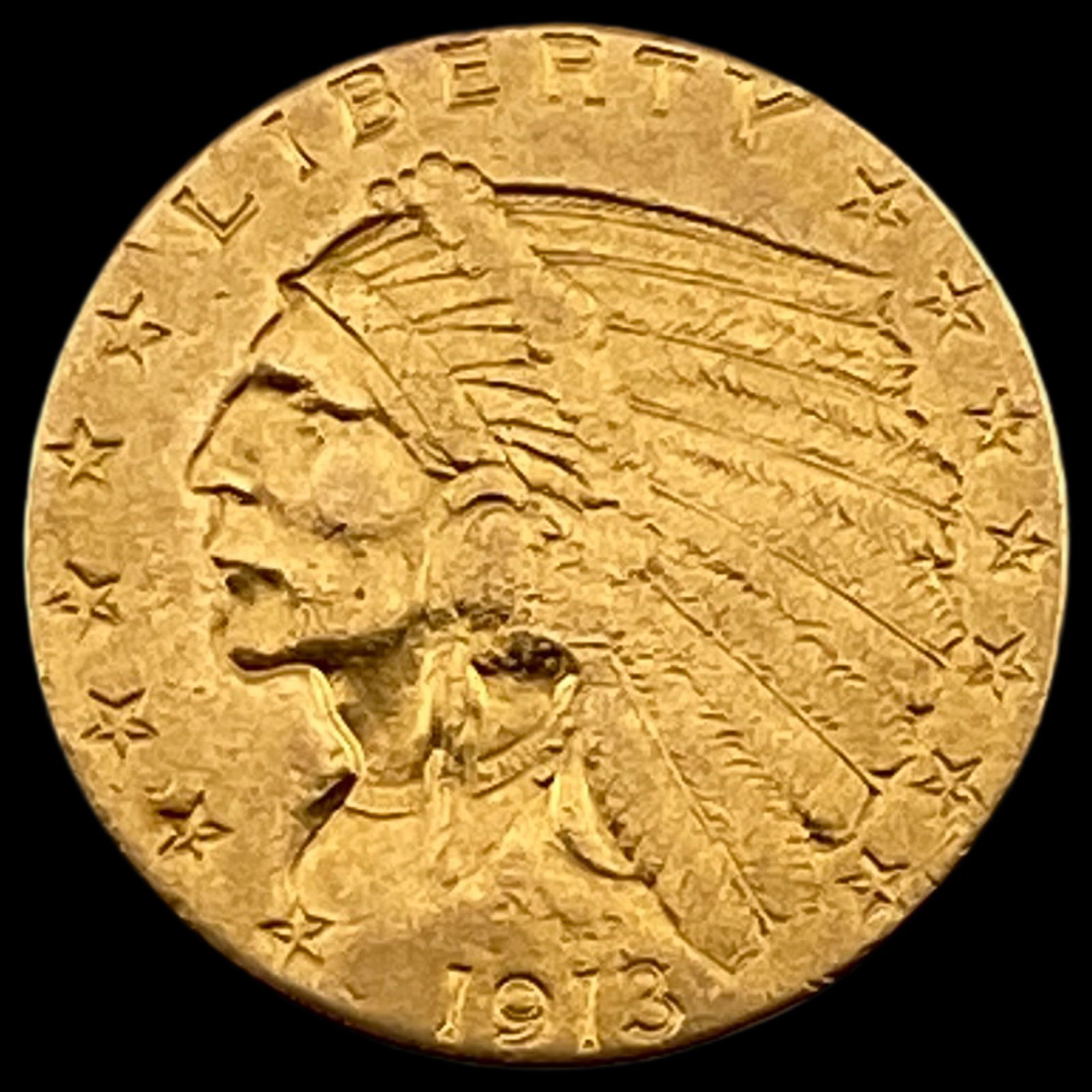 1913 Indian Head $2.50 Gold Quarter Eagle CLOSELY UNCIRCULATED (1 of 2)