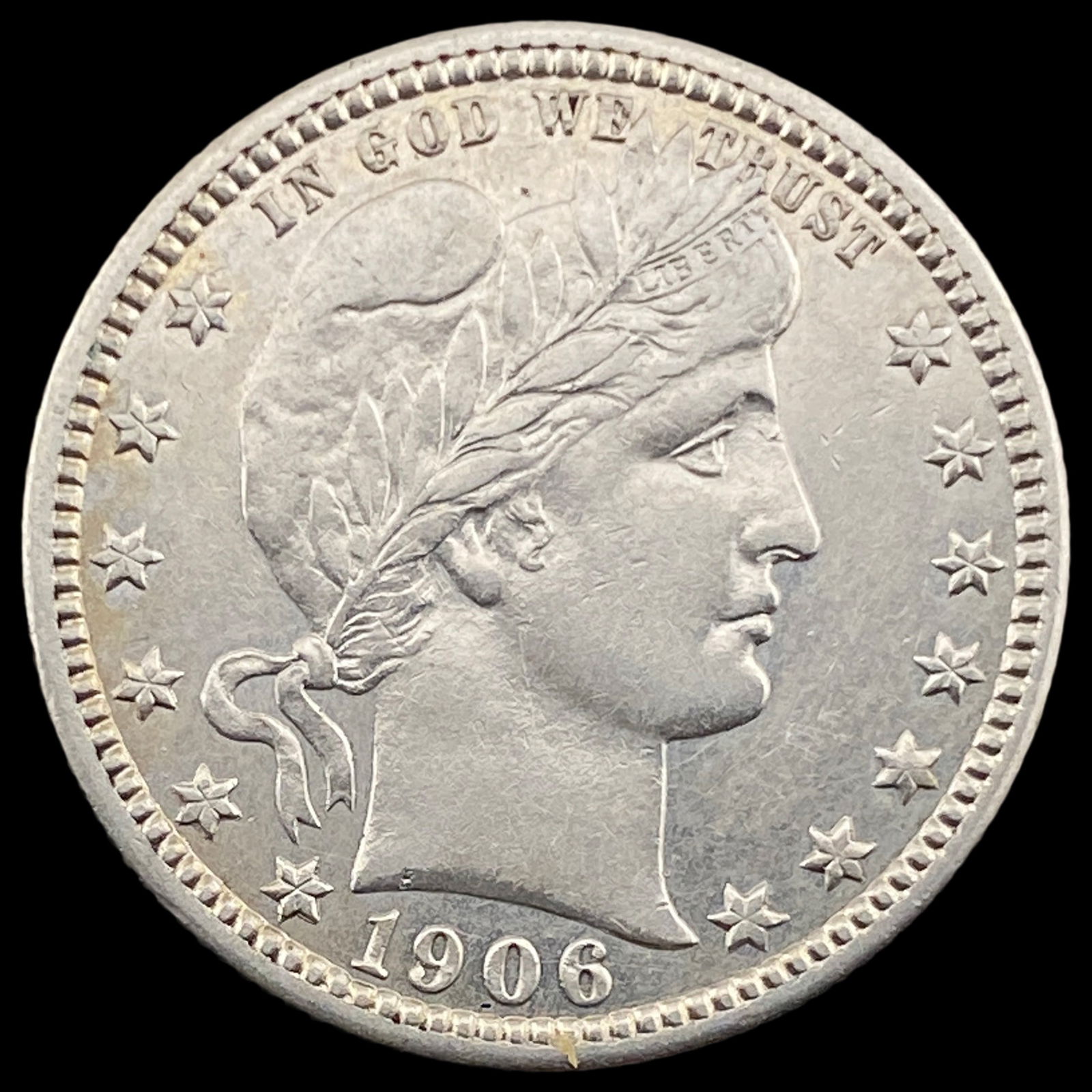 1906-D Silver Barber Quarter CLOSELY UNCIRCULATED (1 of 2)