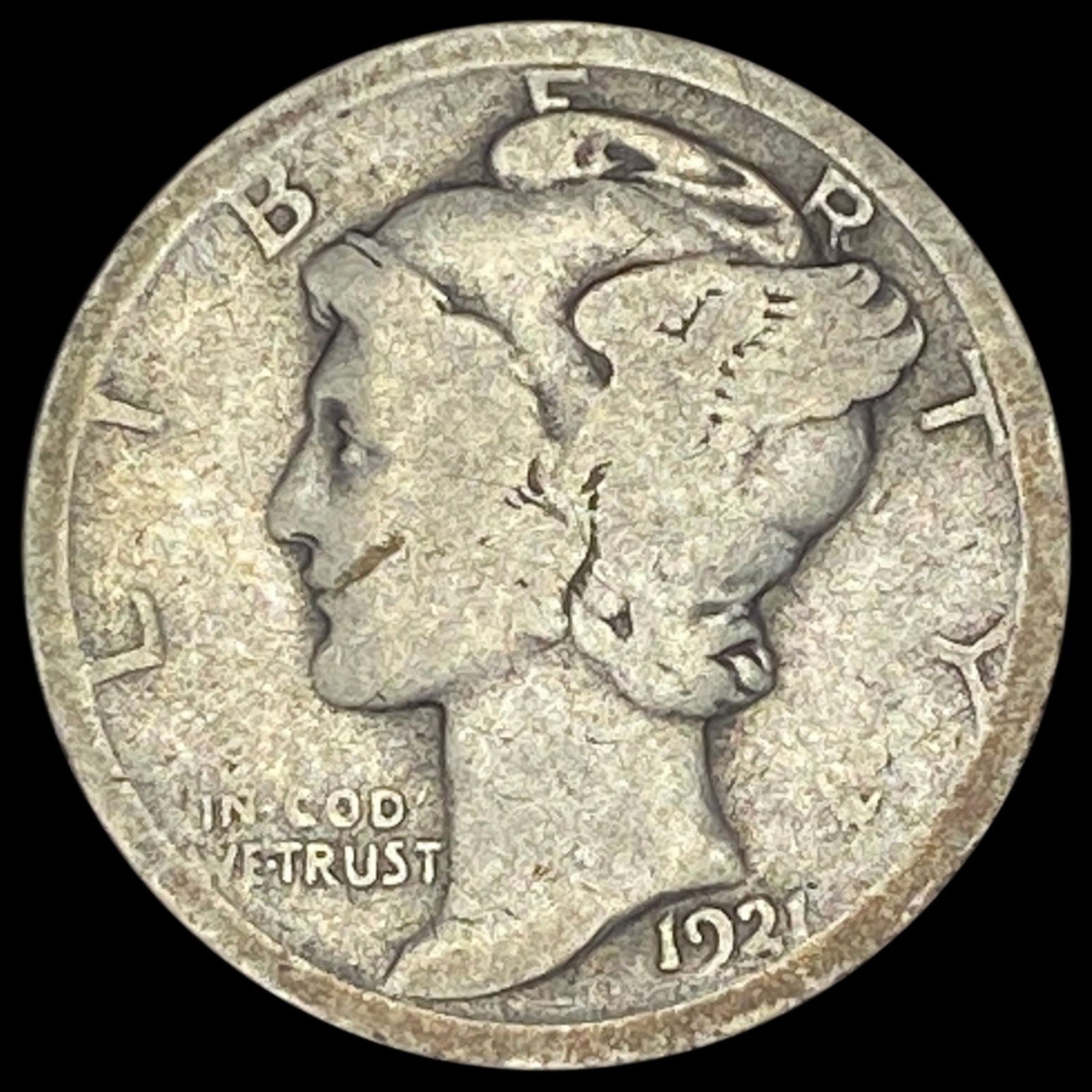 1921 Silver Mercury Dime NICELY CIRCULATED (1 of 2)