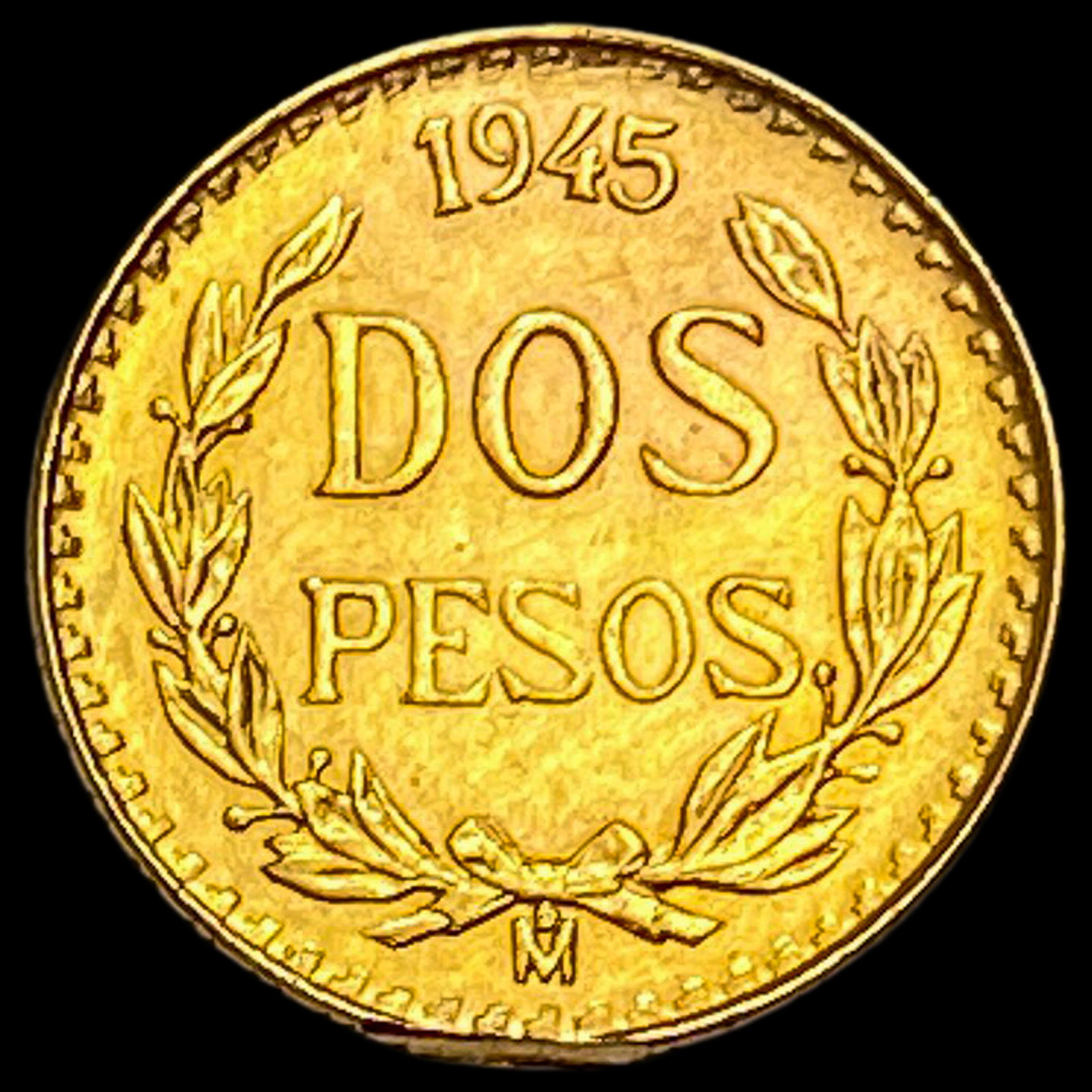 1945 Mexico Gold 2 Pesos .0482oz UNCIRCULATED: 1945 Mexico Gold 2 Pesos .0482oz UNCIRCULATED