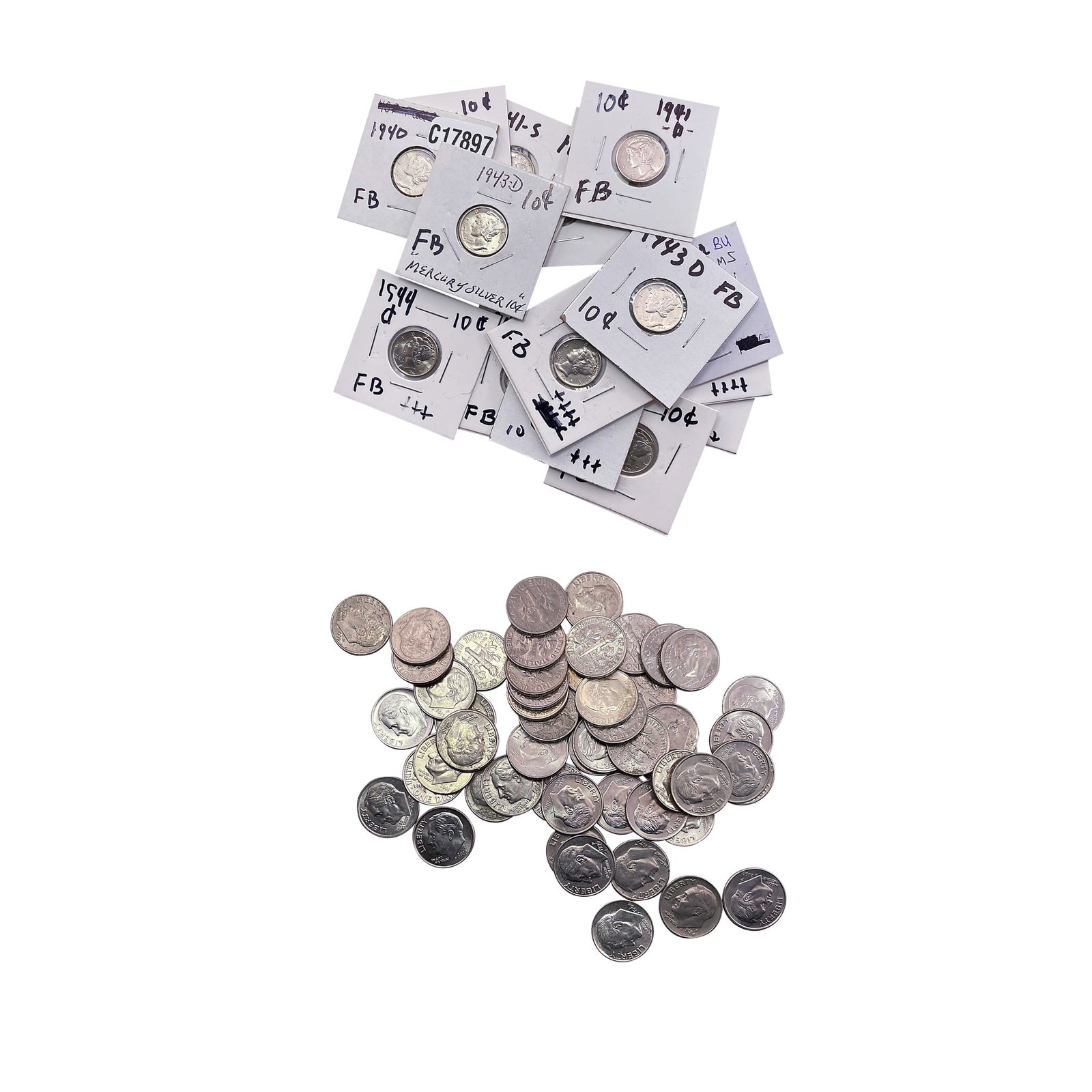 [68 Coins] 1940-2020 Mercury & Roosevelt Dime Lot (1 of 2)