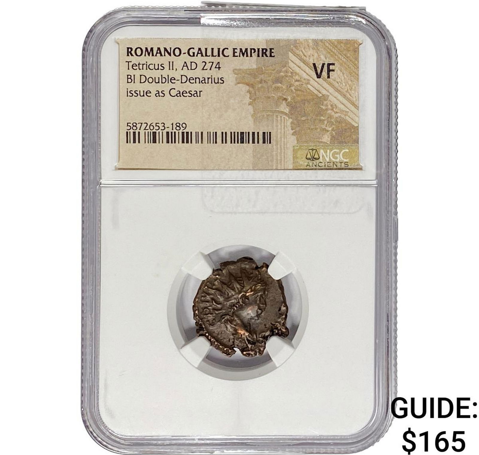Romano-Gallic TetricusII,AD274 BI Double-Denarius NGC VF (1 of 2)
