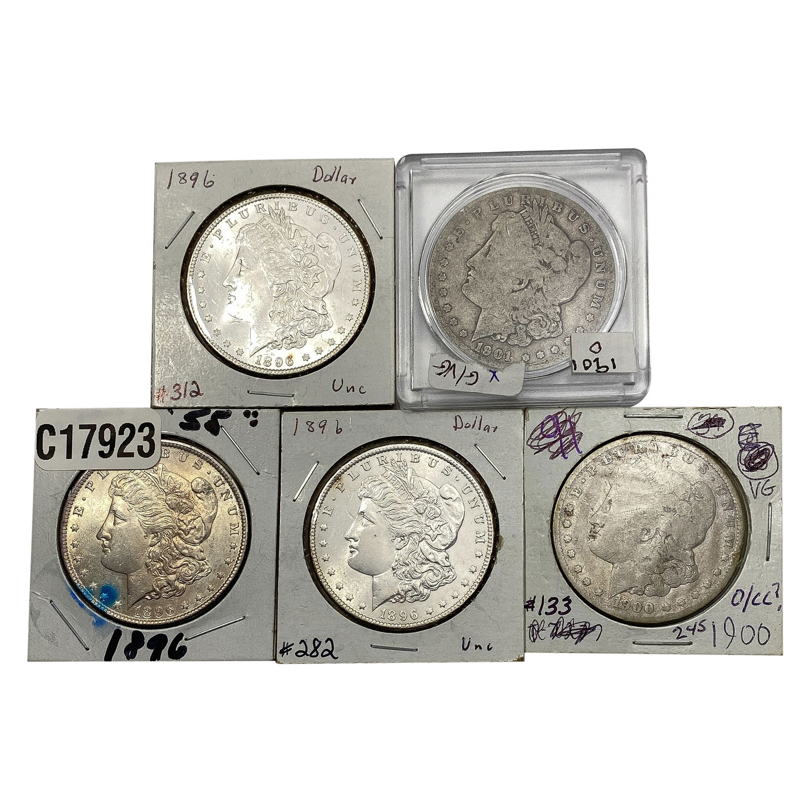 [5 Coins] 1896-1901 Morgan Silver Dollar (1 of 2)