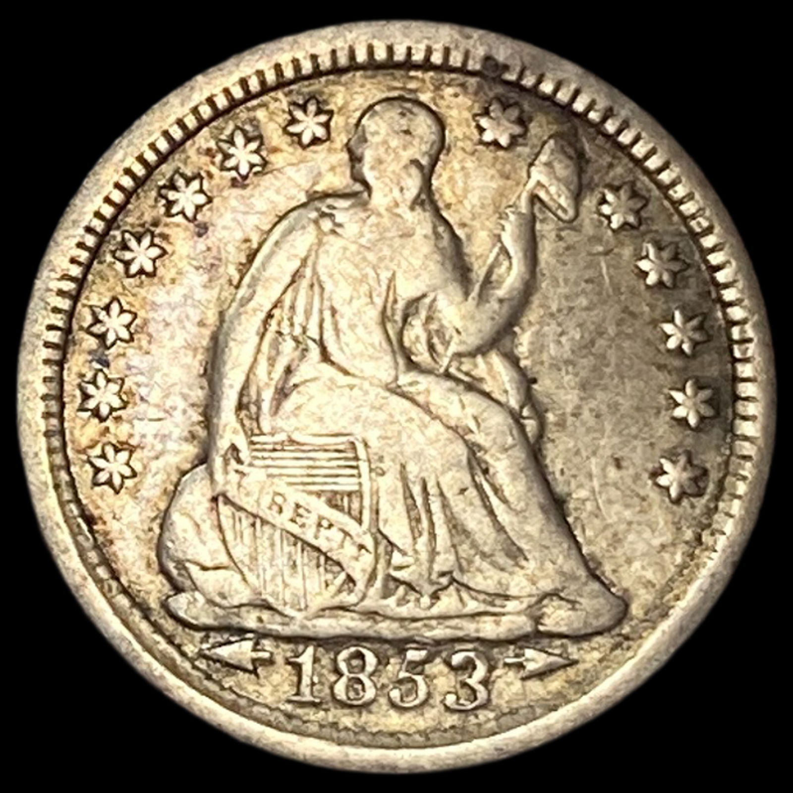 1853 Arrows Seated Liberty Half Dime LIGHTLY  CIRCULATED (1 of 2)