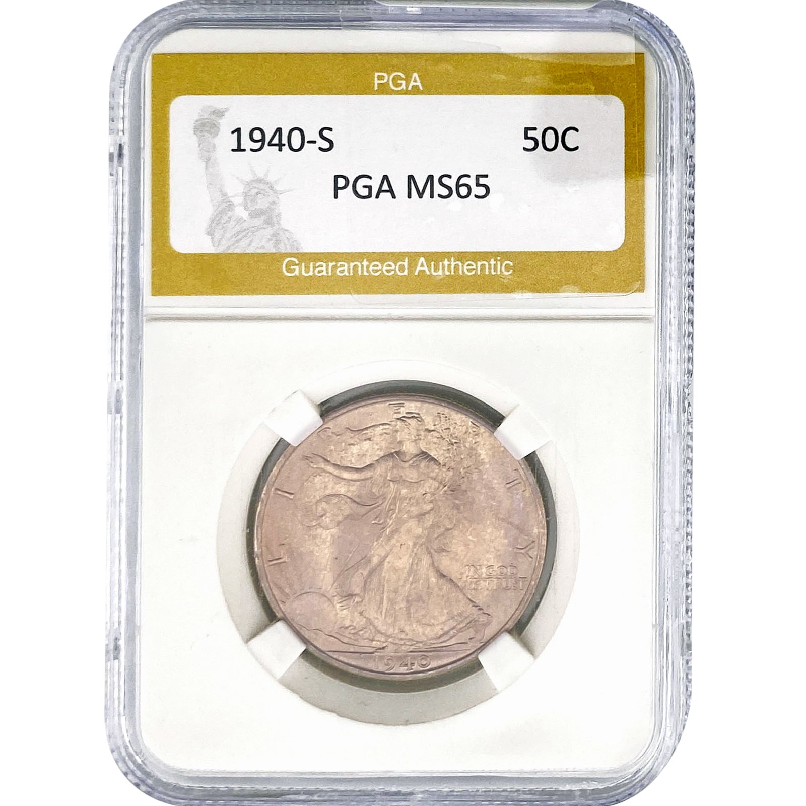 1940-S Walking Liberty Half Dollar PGA MS65: 1940-S Walking Liberty Half Dollar PGA MS65