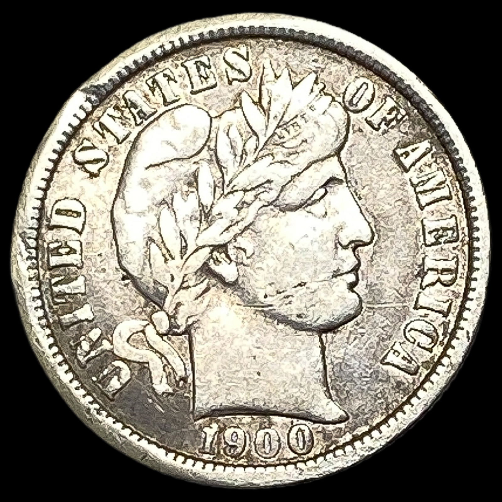 1900-O Silver Barber Dime ABOUT UNCIRCULATED (1 of 2)