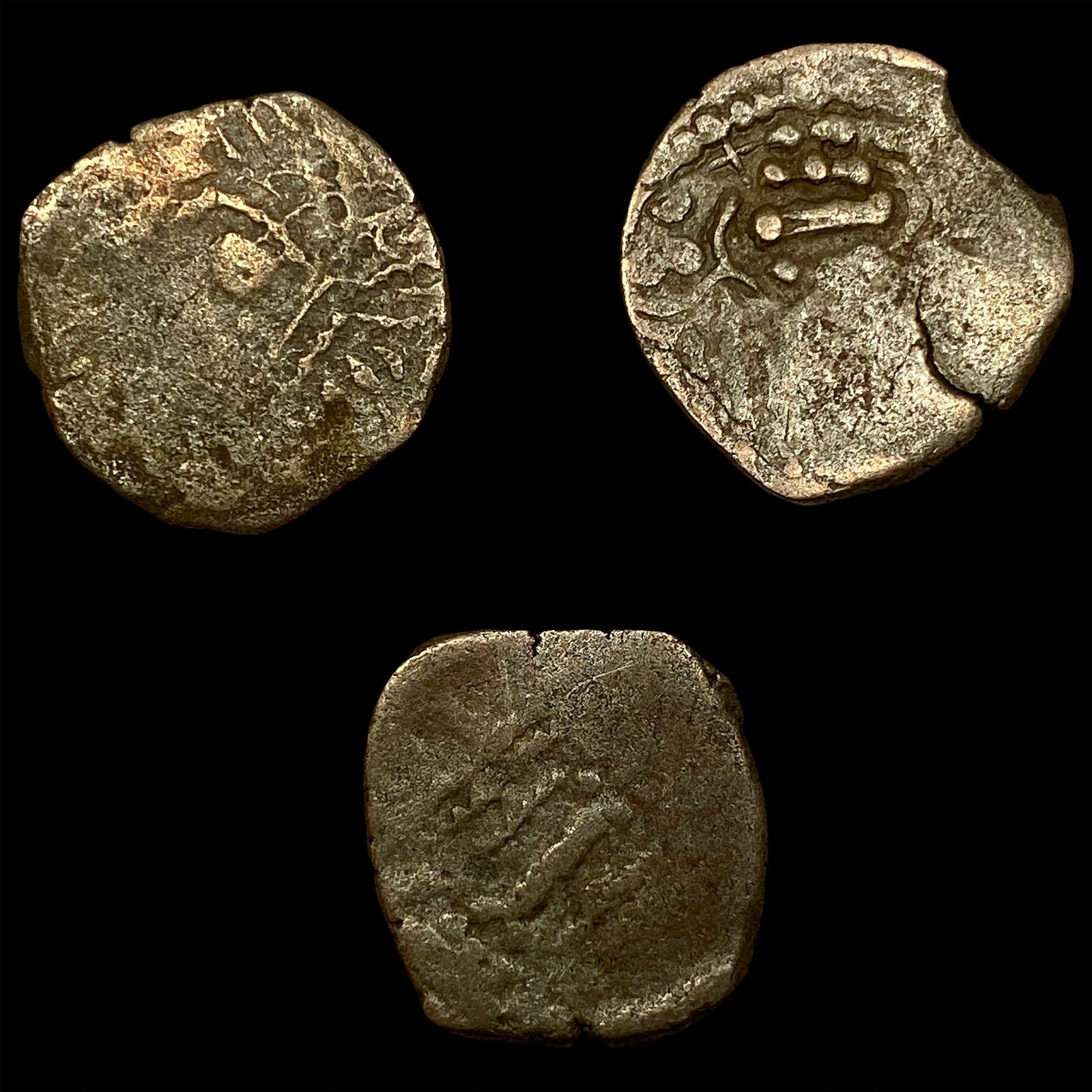 [3 Coins] 780-980 AD Pratihara Empire Silver Drachm NEARLY UNCIRCULATED (1 of 2)