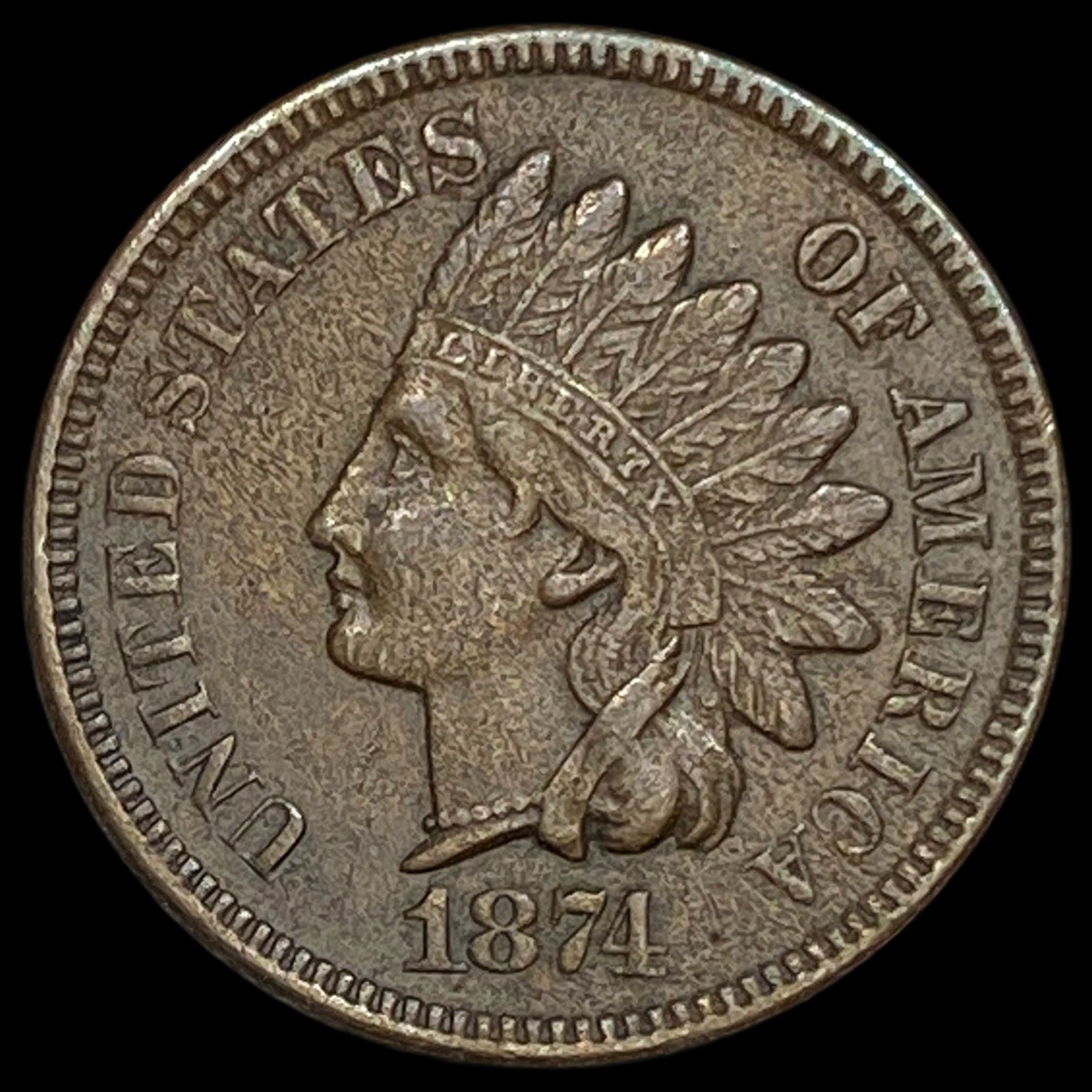 1874 Indian Head Cent CLOSELY UNCIRCULATED (1 of 2)