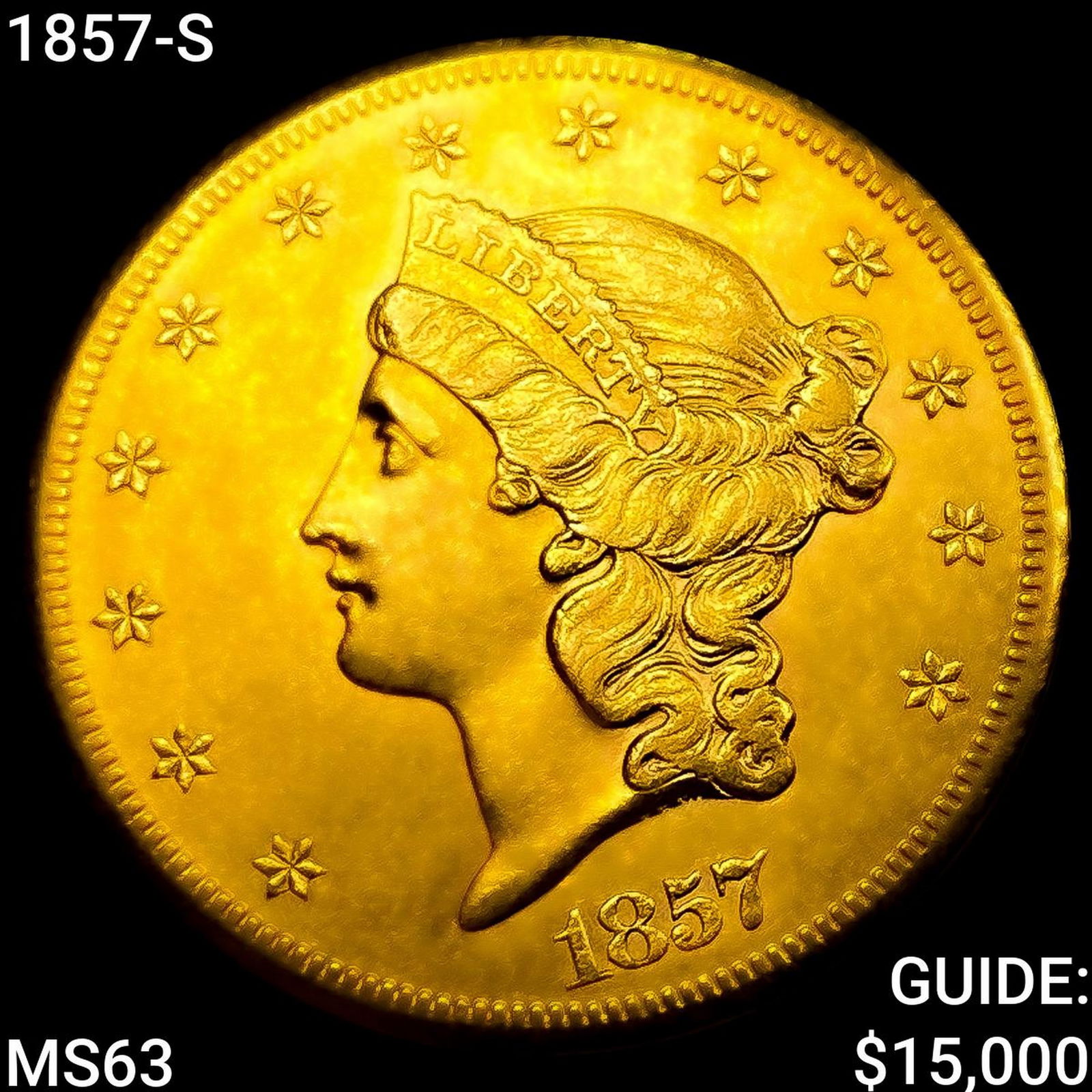 1857-S $20 Gold Double Eagle CHOICE BU (1 of 2)