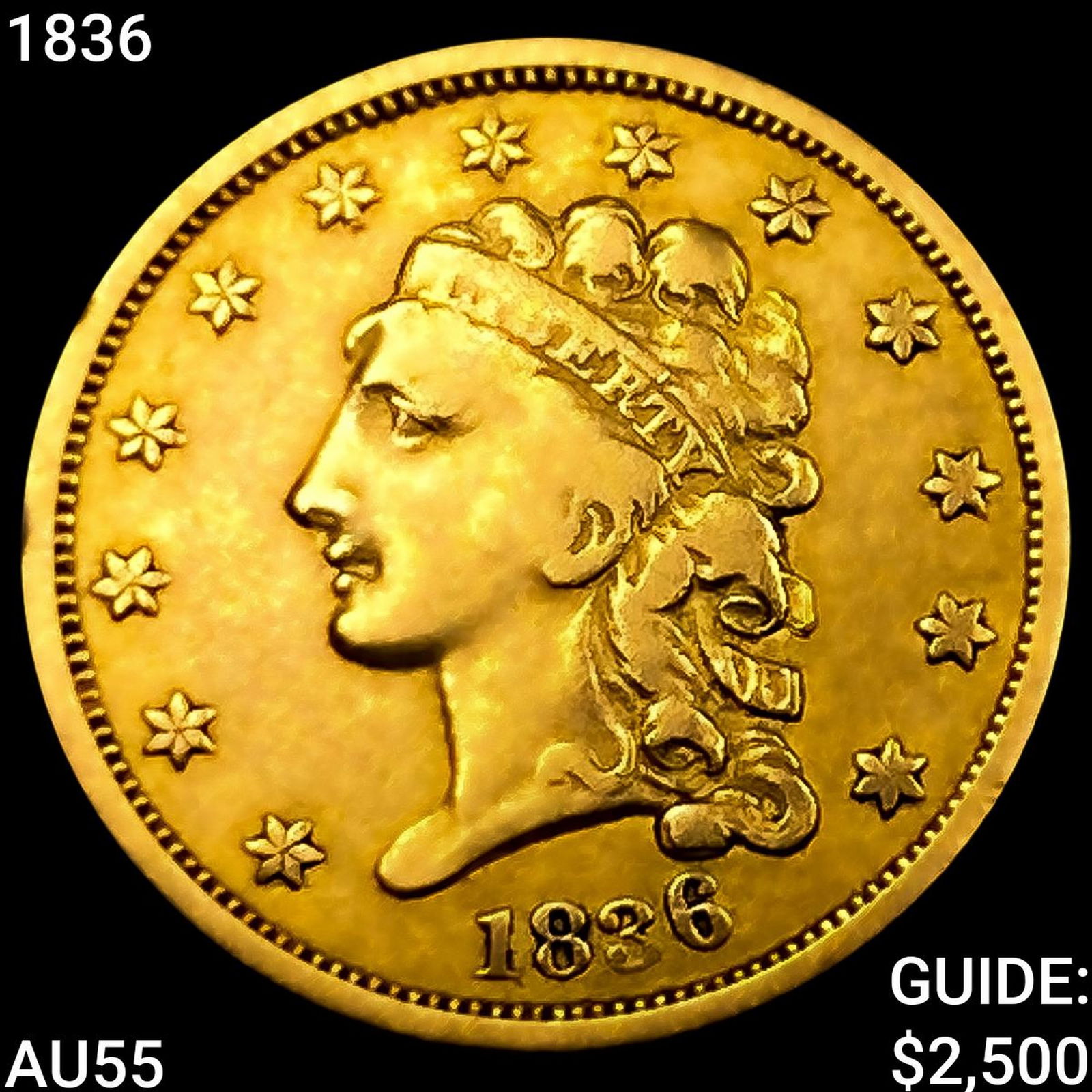 1836 $2.50 Gold Quarter Eagle HIGH GRADE (1 of 2)