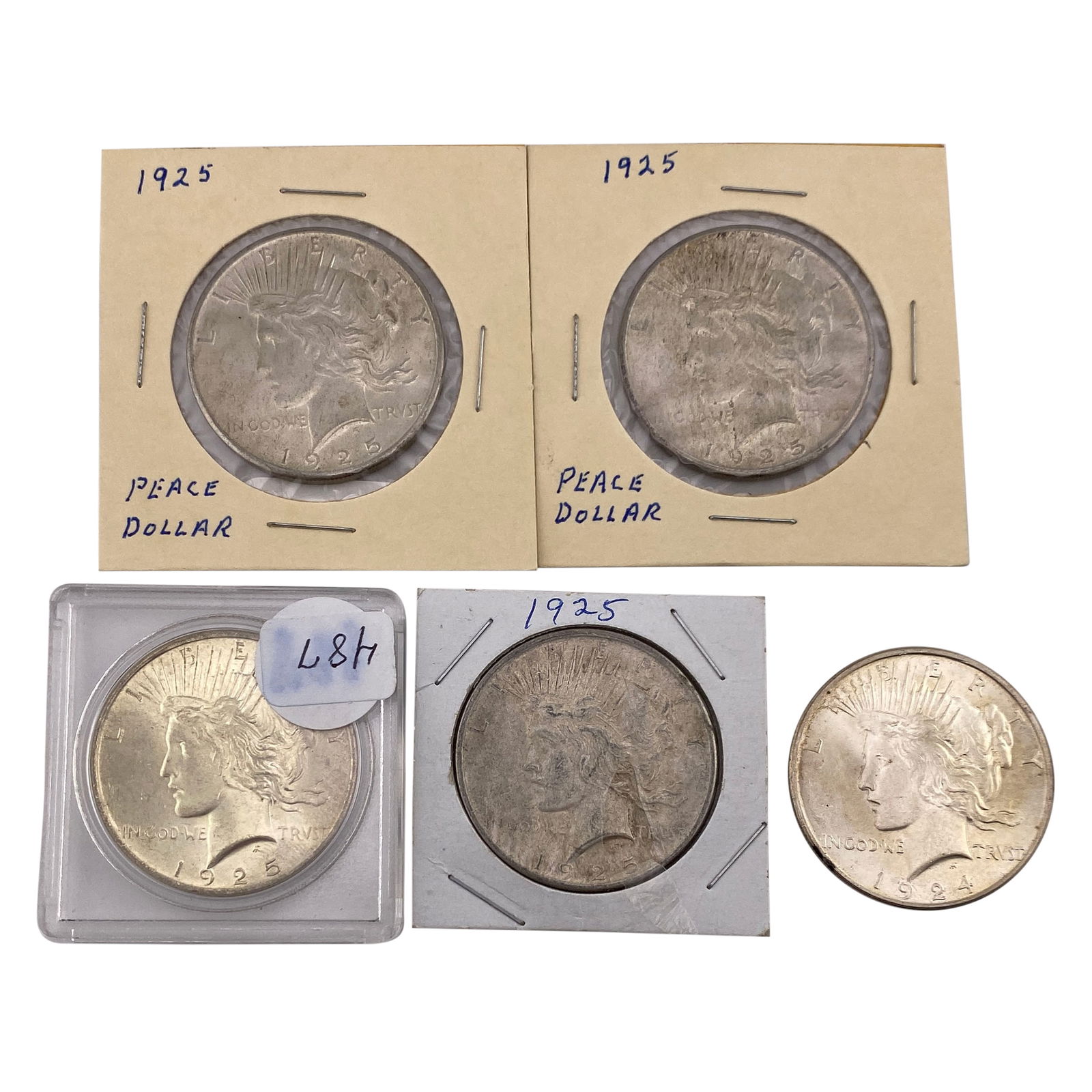 [5 Coins] 1924-1925 Silver Peace Dollar (1 of 2)