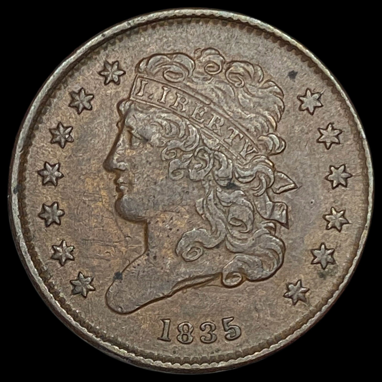 1835 Braided Hair Half Cent CLOSELY UNCIRCULATED (1 of 2)