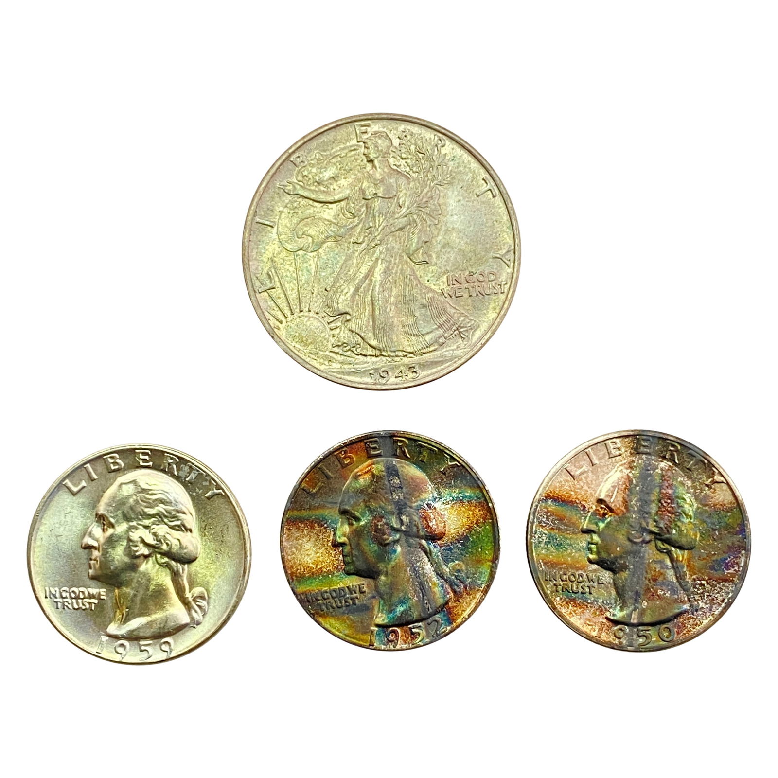 [4 Coins] 19431959 U.S. Coin Lot 25C-50C (1 of 2)