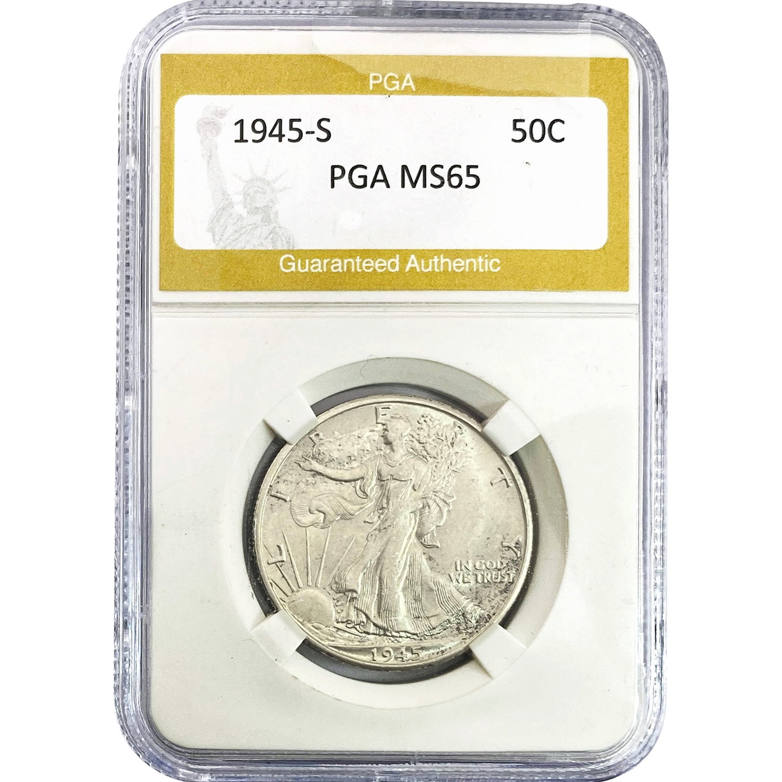 1945-S Walking Liberty Half Dollar PGA MS65: 1945-S Walking Liberty Half Dollar PGA MS65