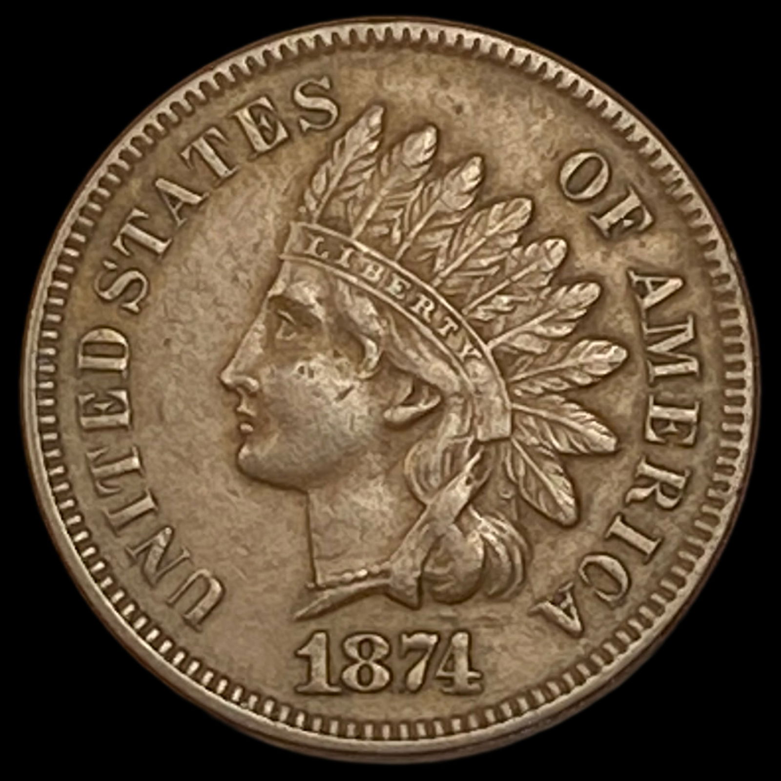 1874 Indian Head Cent CHOICE AU (1 of 2)