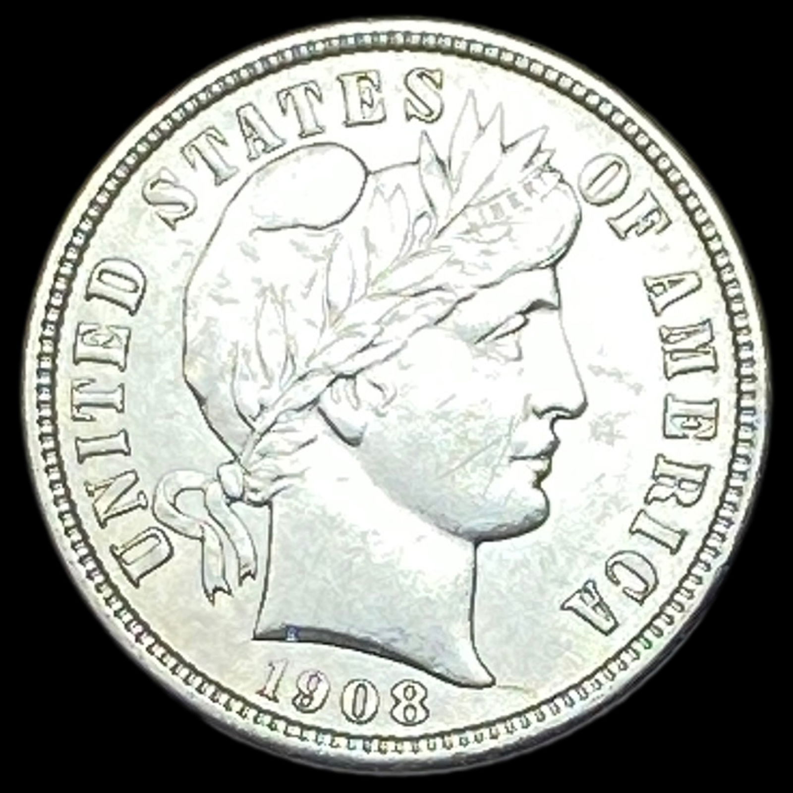 1908-D Silver Barber Dime CHOICE AU (1 of 2)