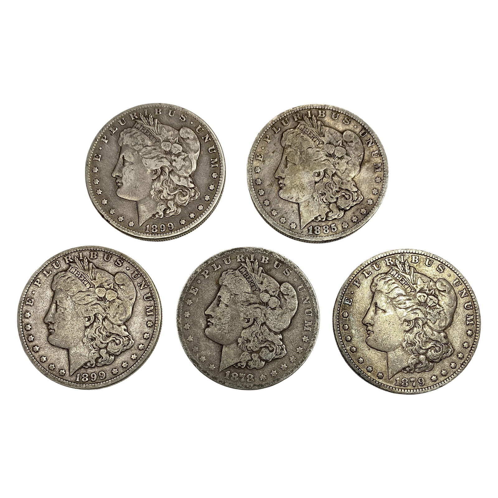 [5 Coins] 1878-1899 Morgan Silver Dollar: [5 Coins] 1878-1899 Morgan Silver Dollar
