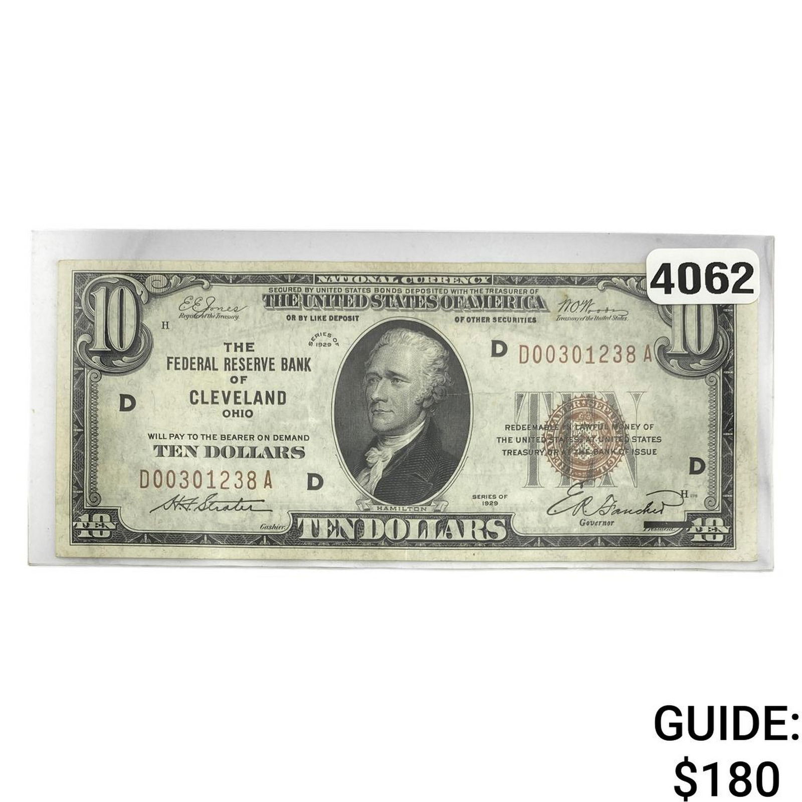 1929 $10 U.S. Federal Reserve Bank Note Cleveland 9 (1 of 2)